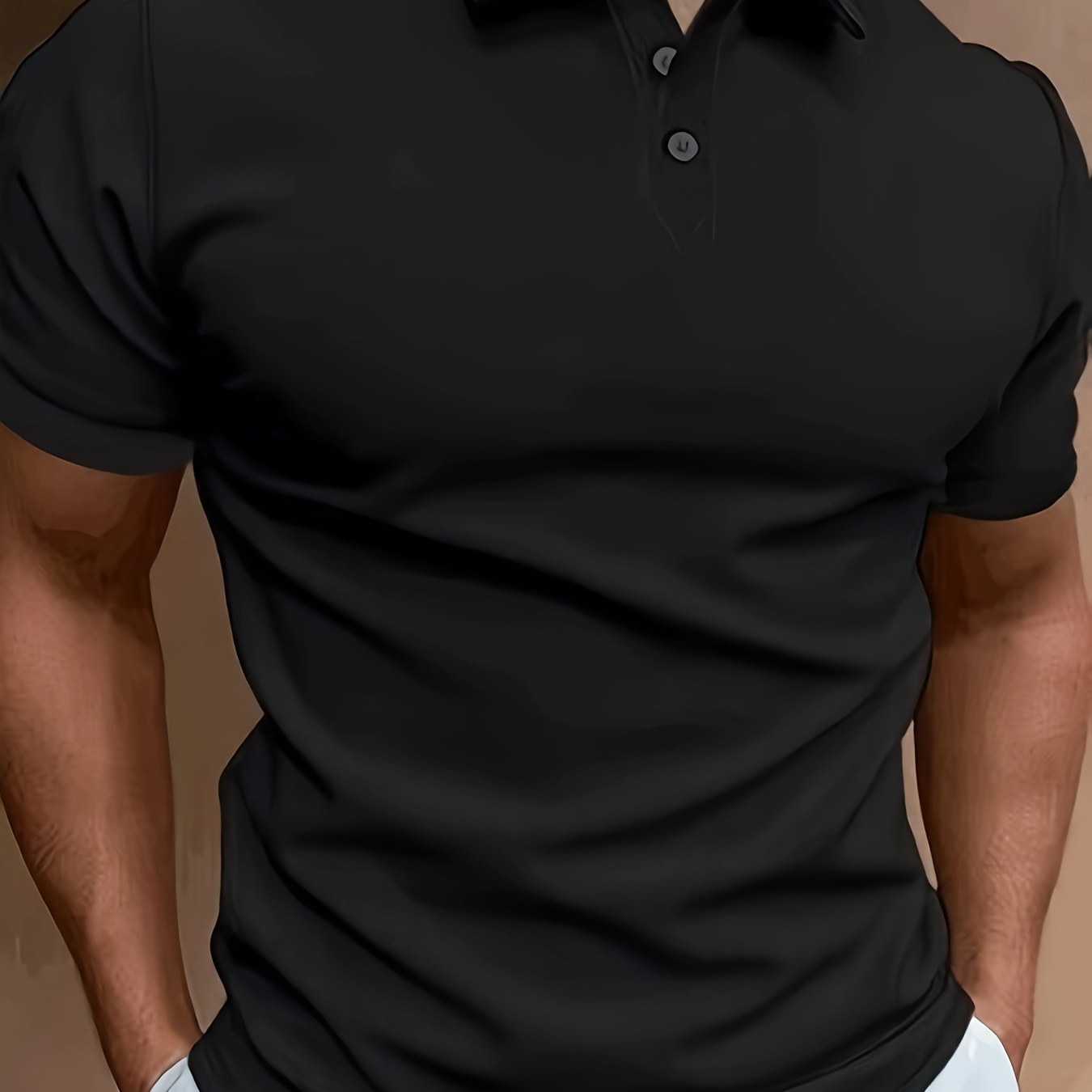 

Casual Mature Men's Solid Short Sleeve Lapel Shirt, Summer Outdoor Golf And Tennis