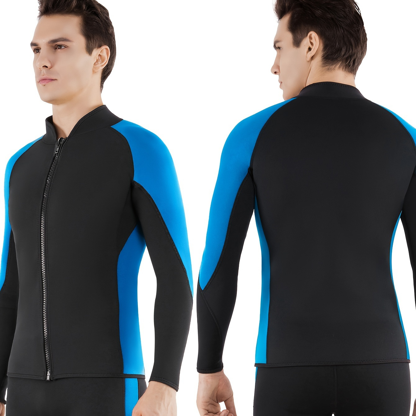 Realon Men's Neoprene Wetsuit Top Long Sleeves Front Zipper - Temu Canada