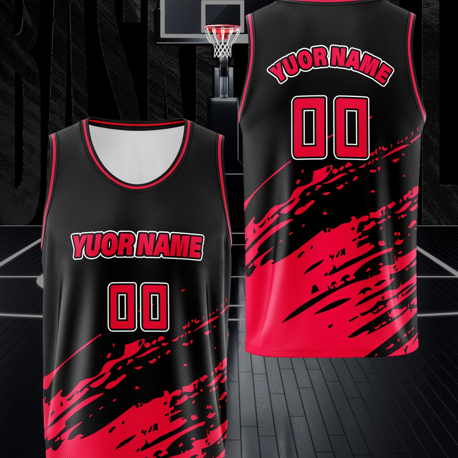 TEMU Customized Name And Number, Men's Sleeveless Basketball Tank Top, Breathable Comfy Top For Summer Sport