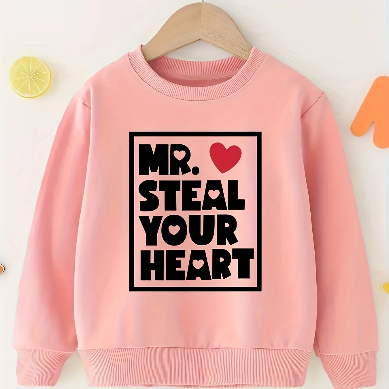 

Valentine's Day Mr Steal Your Heart Letter Print Sweatshirt For Boys - Cool, Lightweight And Comfy Spring Fall Winter Clothes!