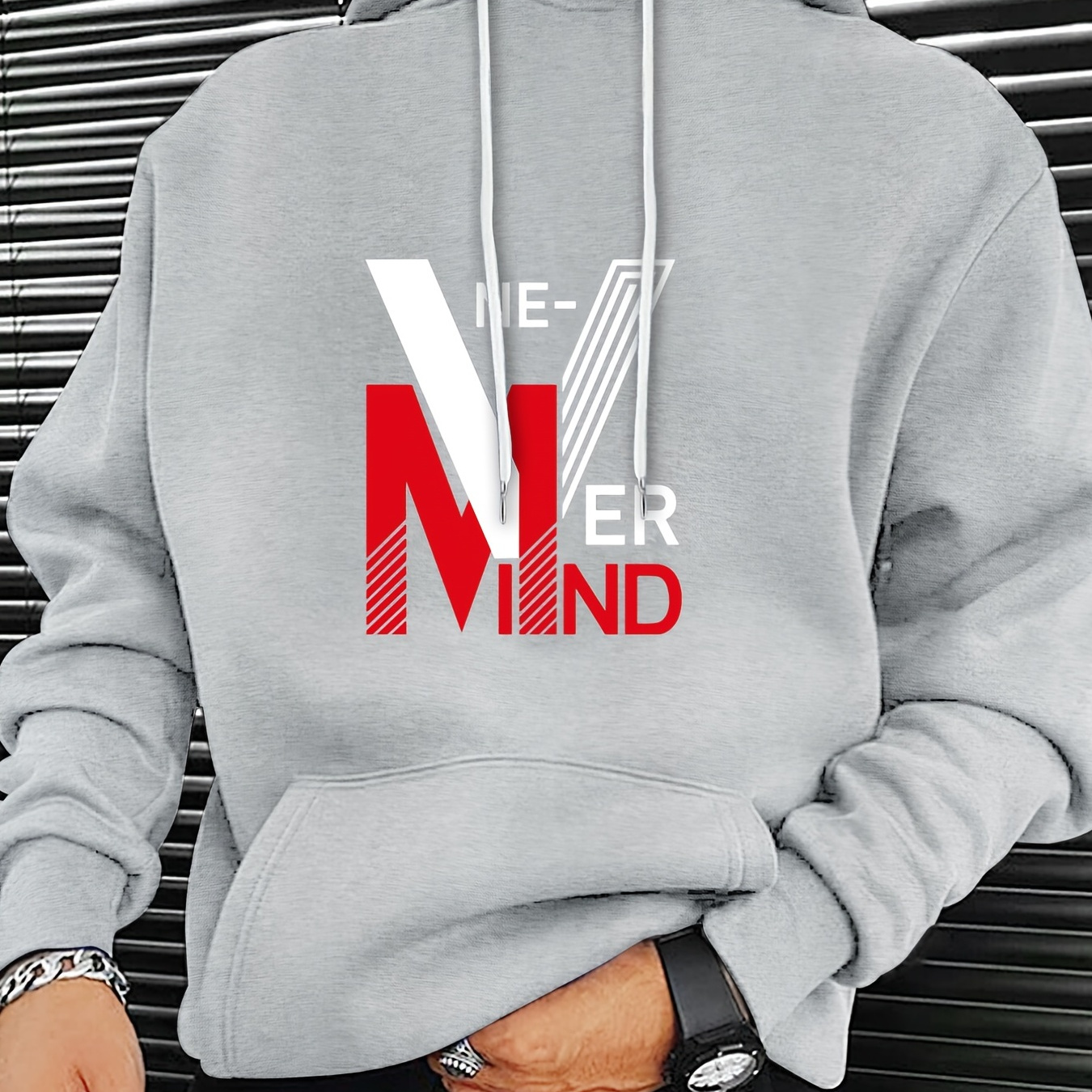 

Nevermind Print Hoodie, Cool Hoodies For Men, Men's Casual Graphic Design Pullover Hooded Sweatshirt With Kangaroo Pocket Streetwear For Winter Fall, As Gifts