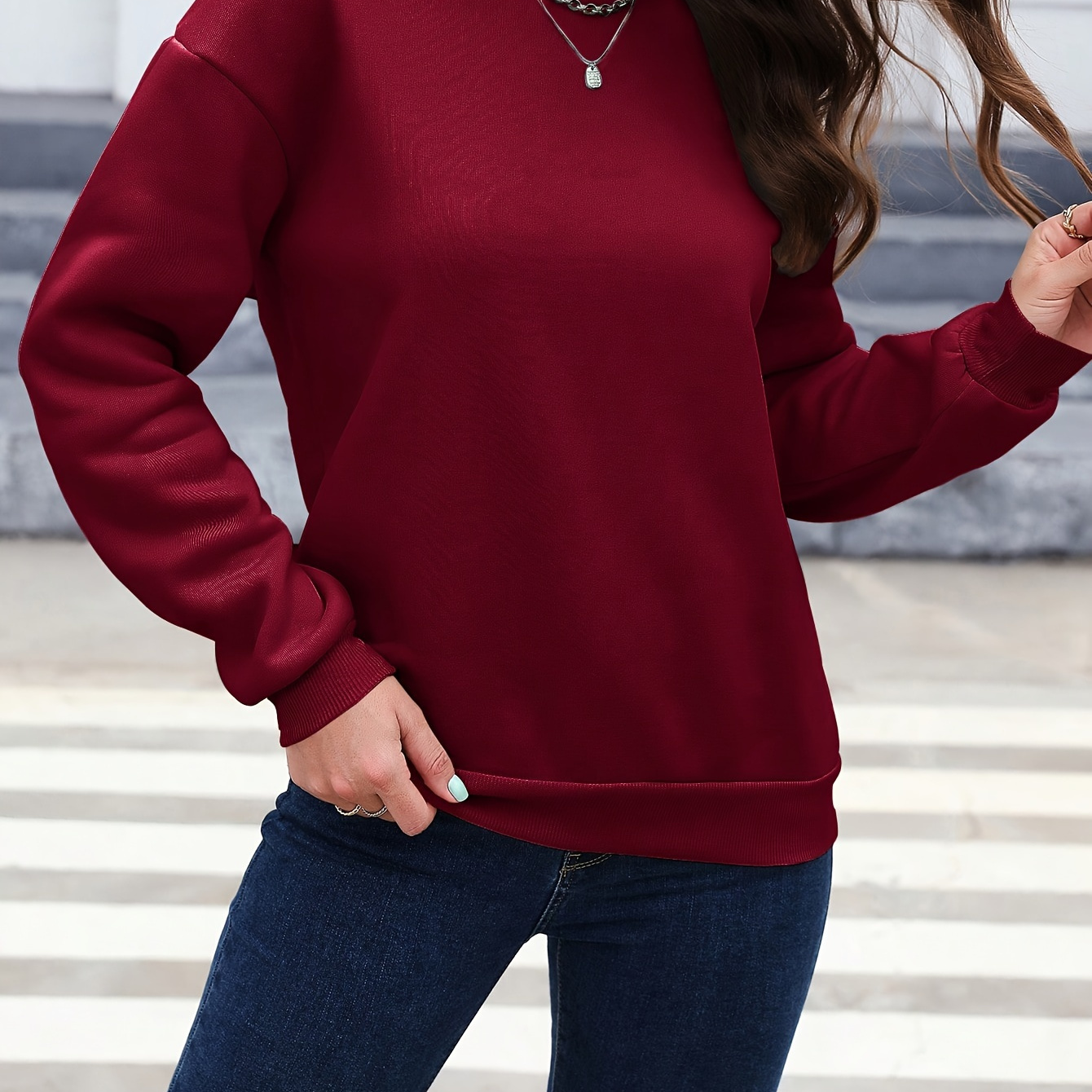 

's Long Sweatshirt, Pullover, Athletic Top, , Regular Fit, Size, /