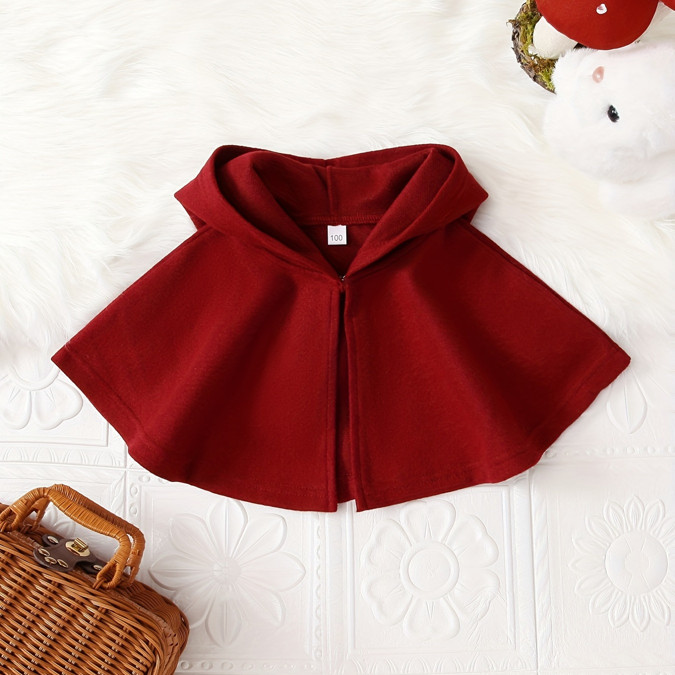

Girl's Cloak With Hood Solid Color Dress Coat Cardigan For Autumn And Winter