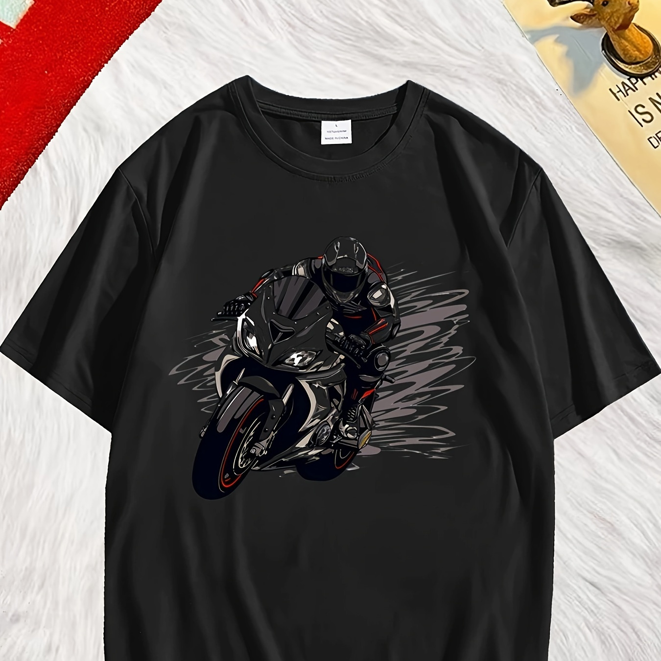 

Stylish Motorcycle Print T-shirt For Men, Casual Short Sleeve T-shirt For Summer