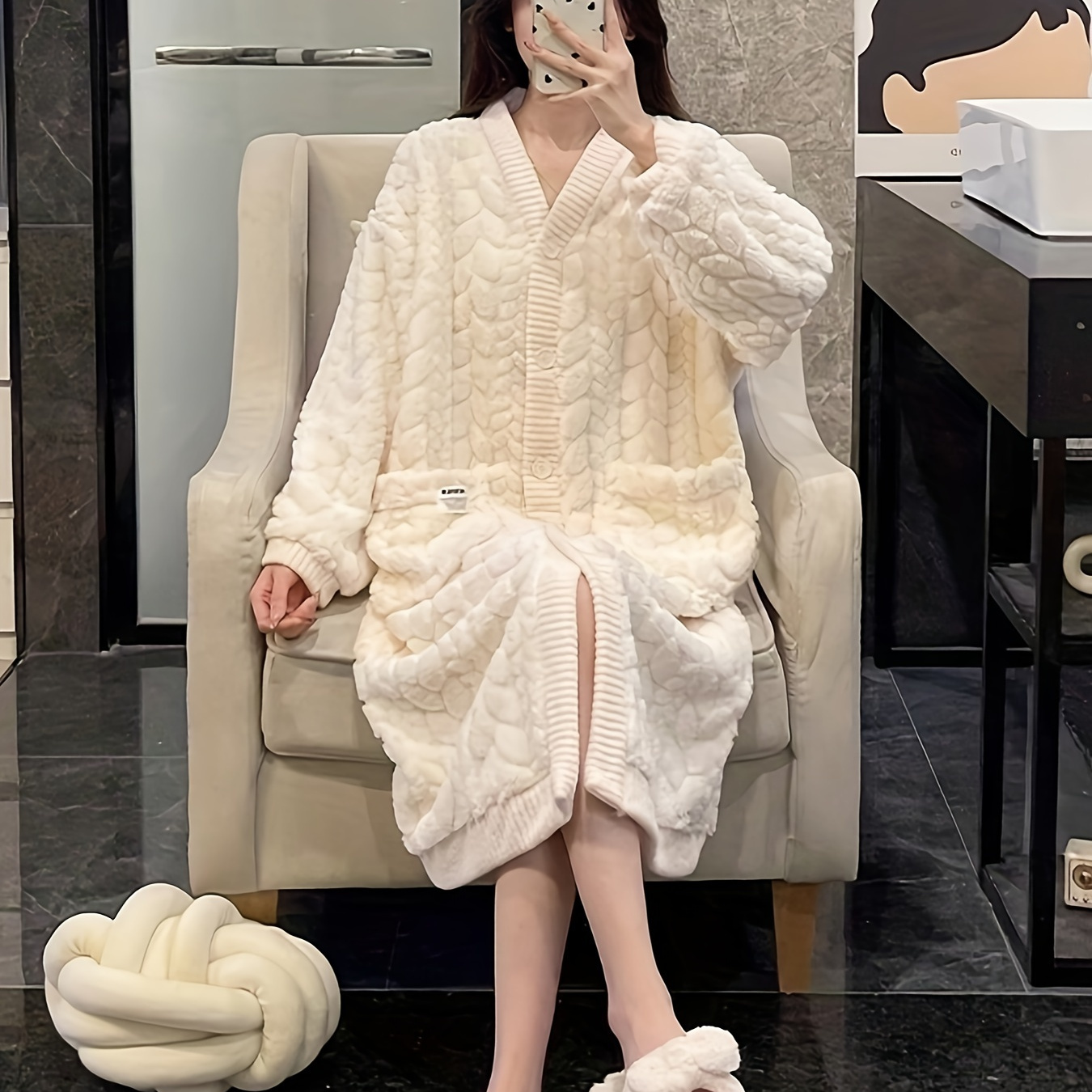 

Sleepwear Women' And Autumn Velvet Long Sleeve Sleepwear Sweet And Cute Outdoors Home Clothes