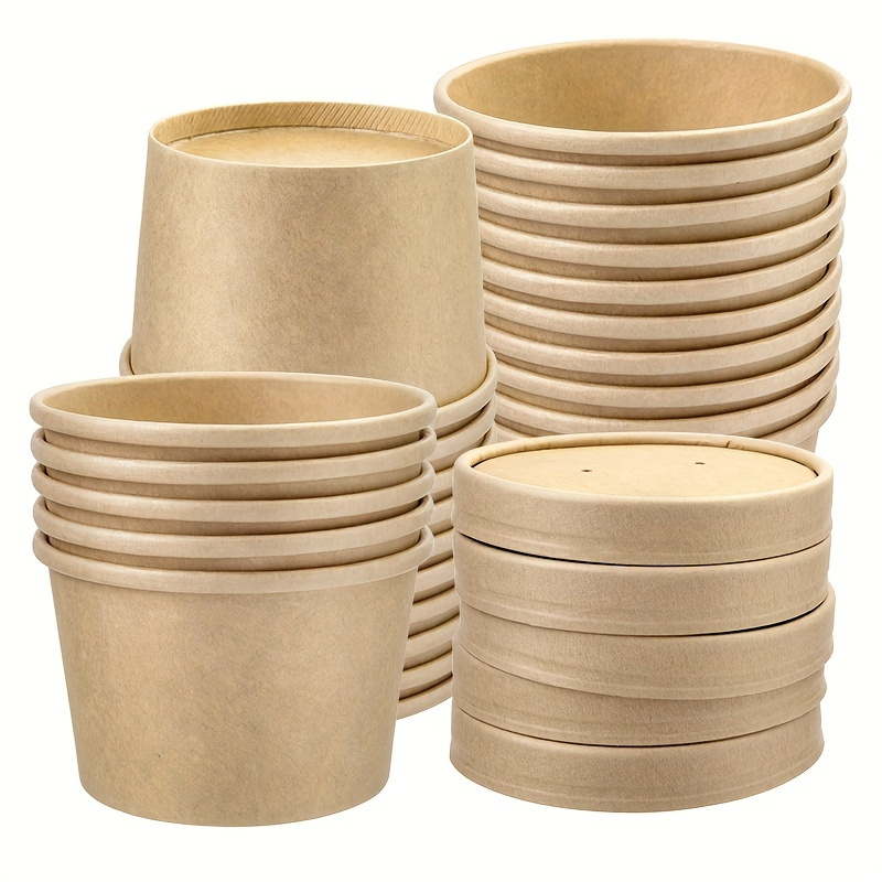 Disposable Paper Bowls Square Thickened Kraft Paper - Temu