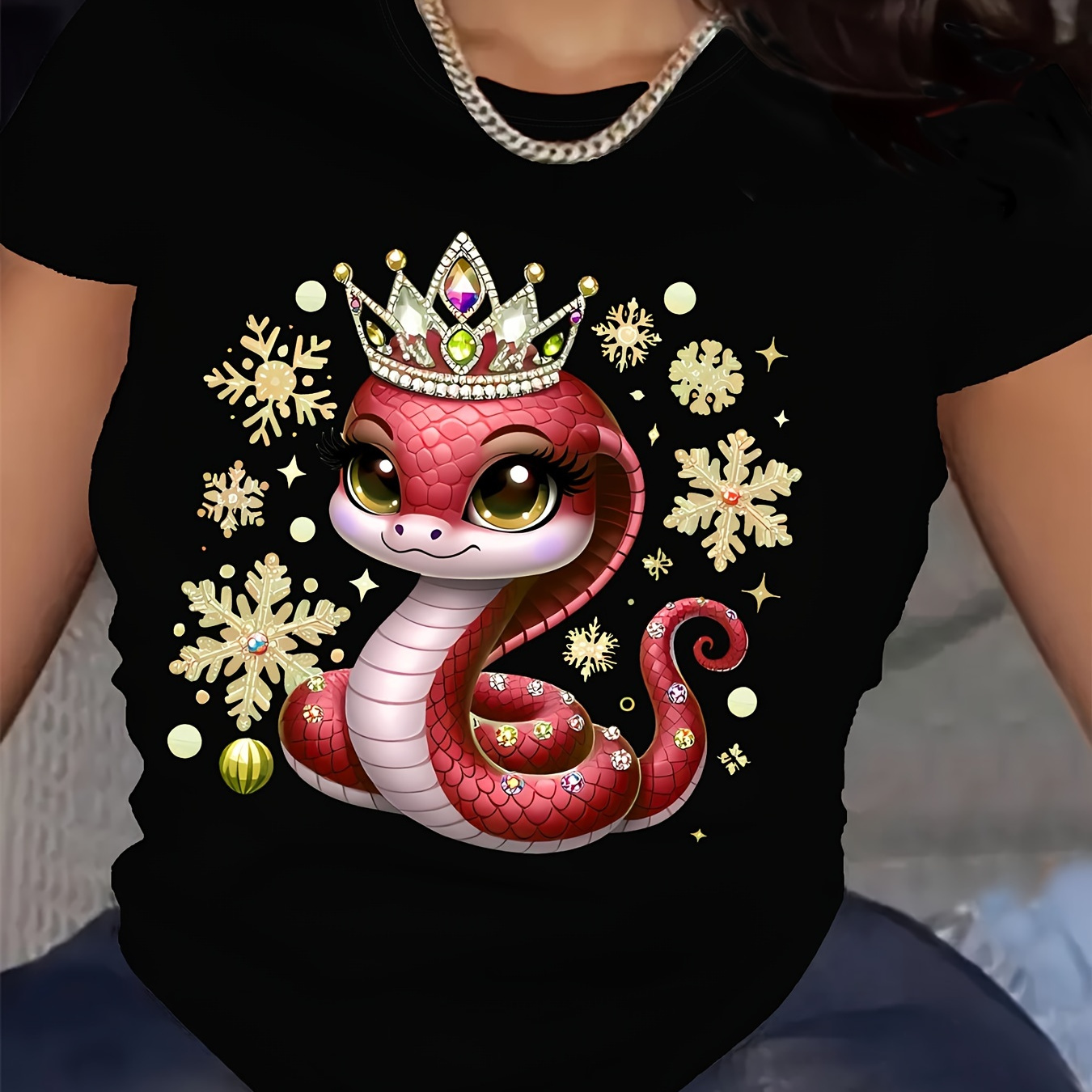 

1pc 's -shirt Snake Graphic , Top