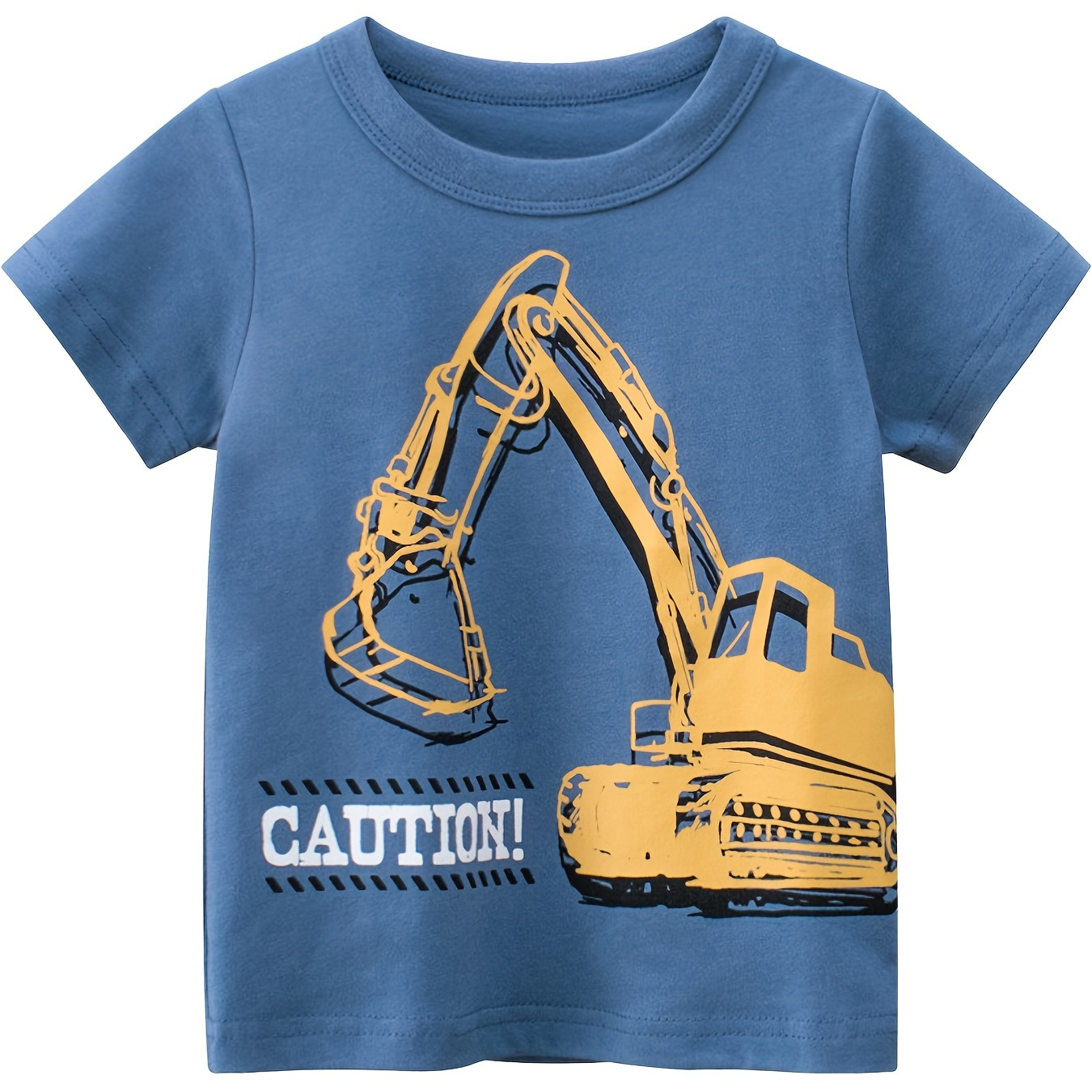

Boys Cotton Round Neck T-shirt Excavator Print Short Sleeve Tees Top Kids Summer Clothes