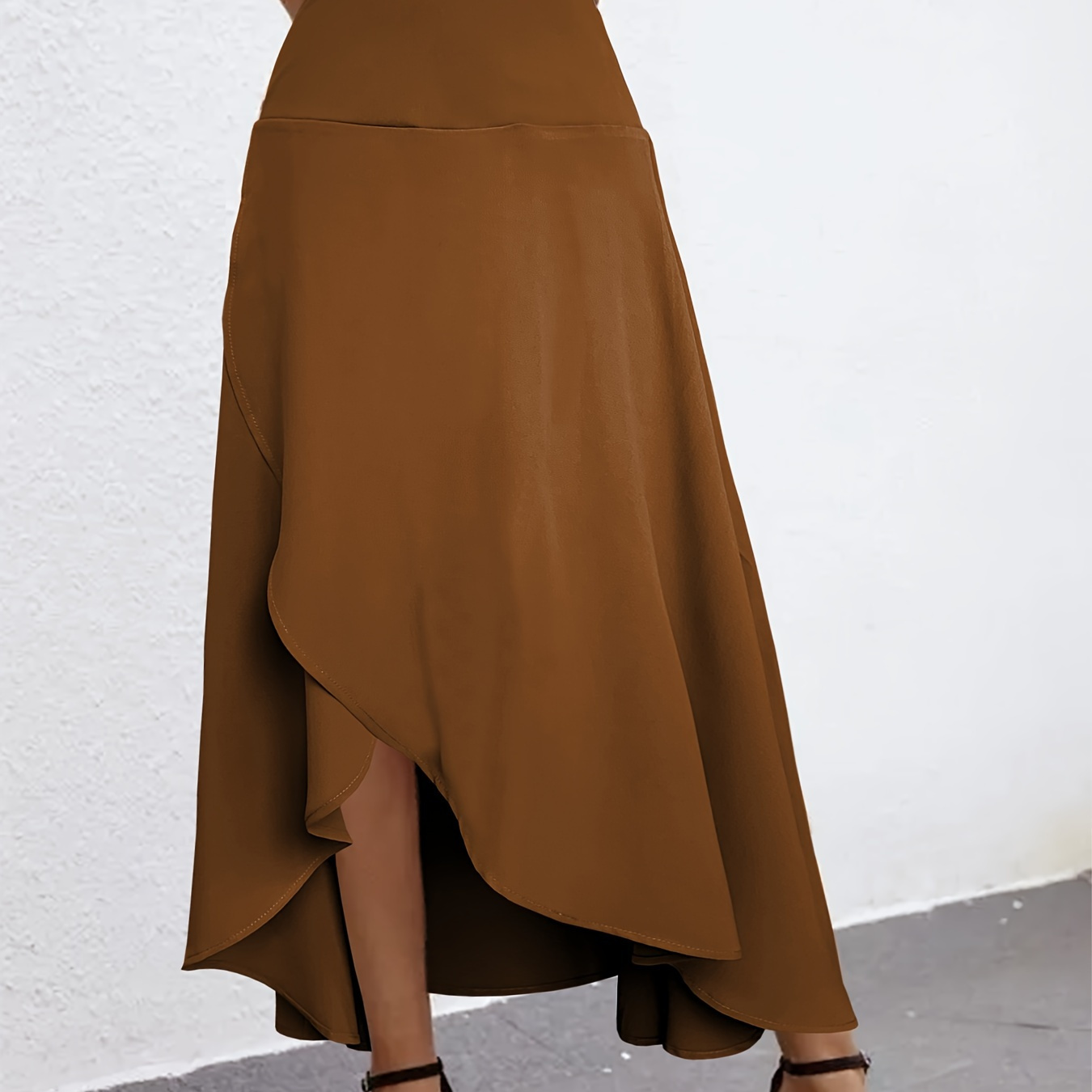 

Solid Asymmetrical Hem Skirt, Boho Skirt For Spring & Summer, Women's Clothing
