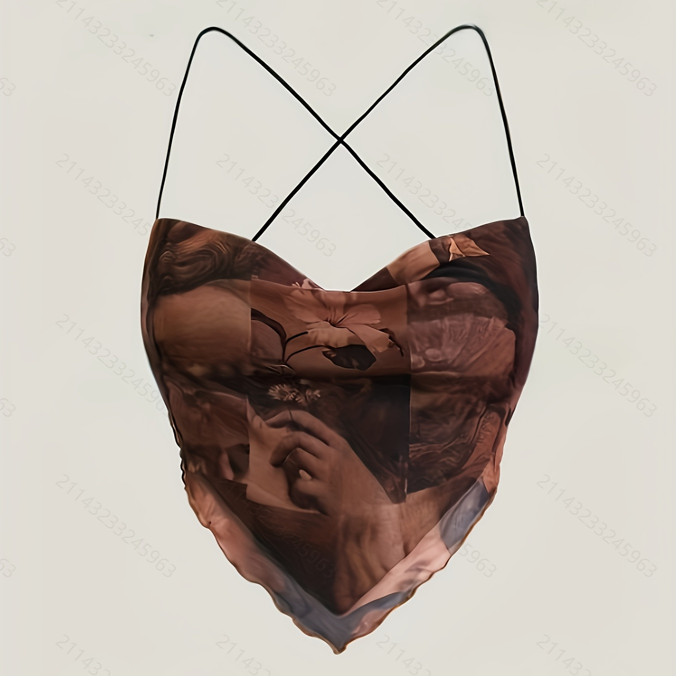 

Figure Print Spaghetti Strap Top, Y2k Tie Back Sleeveless Cami Top For Summer, Women's Clothing
