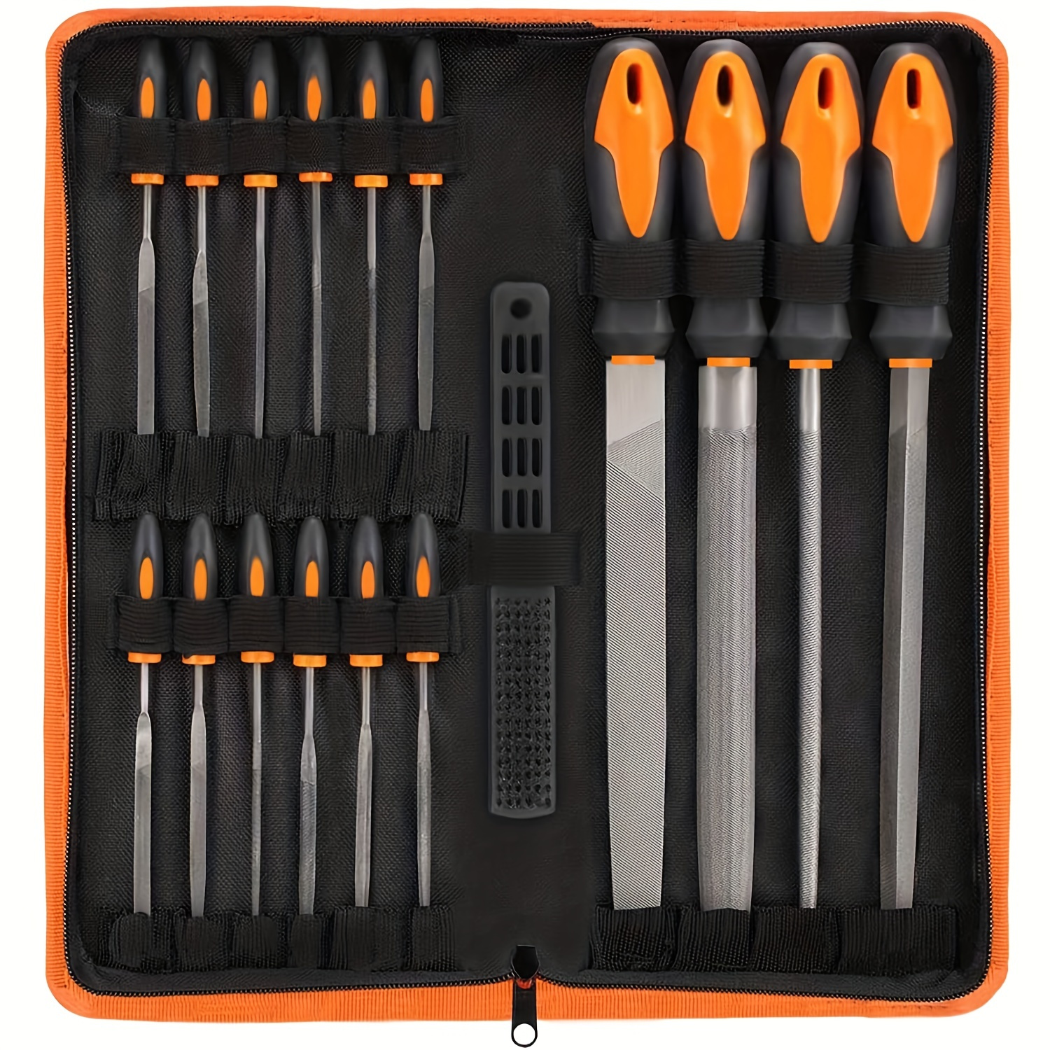 

17pcs File Tool Set With Carry Case, Premium Grade T12 Drop Forged Alloy Steel, Precision Flat/triangle/half-round/round Large File With 12pcs Needle Files And 1pc Brush