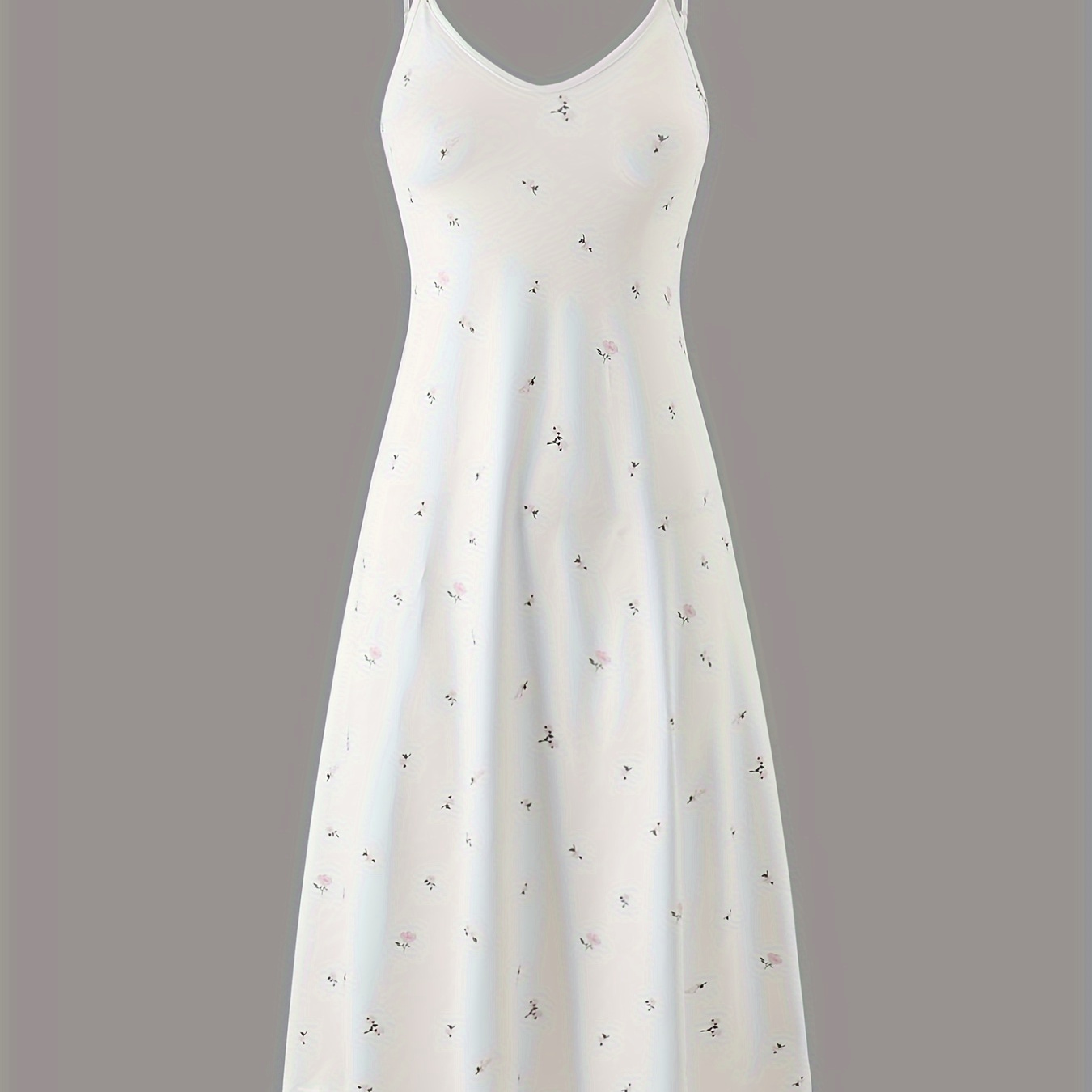 

Women's Ditsy Floral Print Elegant Lounge Dress, V Neck Backless Midi Slip Dress, Comfortable Home Wear