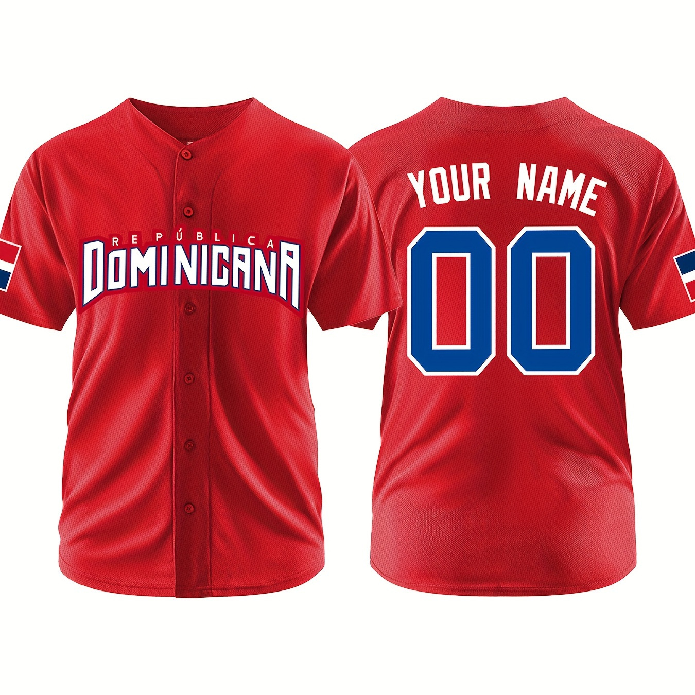 

Customized Name And Number Design, Men's Dominican Embroidery Design Short Sleeve Loose Breathable V-neck Baseball Jersey, Sports Shirt For Team Training
