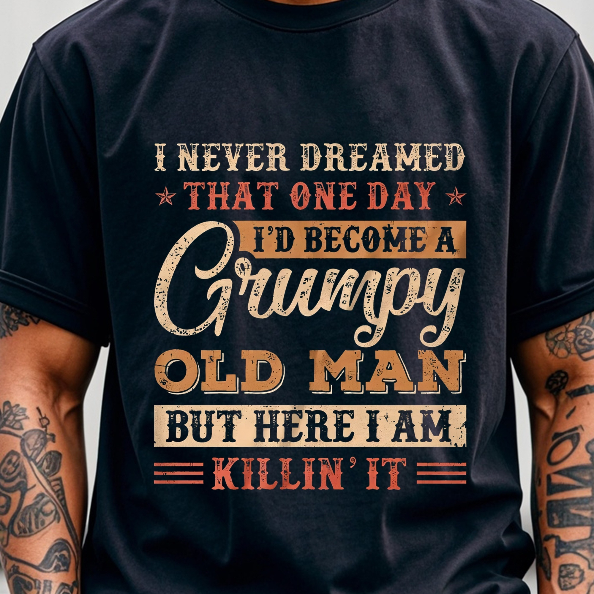 

I Day I'd Become A Old Man Funny Black T Shirts For Men, Graphic Tee, Soft 100% Cotton Crew Neck, Stylish, Breathable, , Cotton T Shirts For Men, Ideal For Running, ,