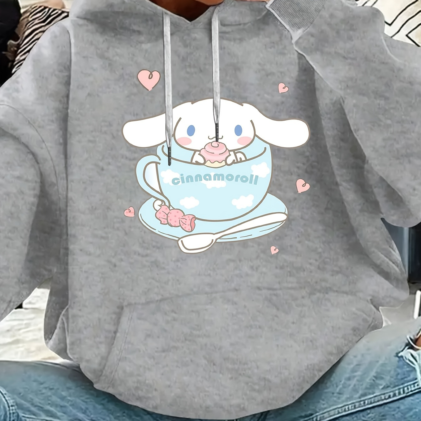 

Sanrio Cinnamoroll Printed Women's Pullover Hoodie, Comfy Long Sleeve Casual Sweatshirt, Women's Activewear