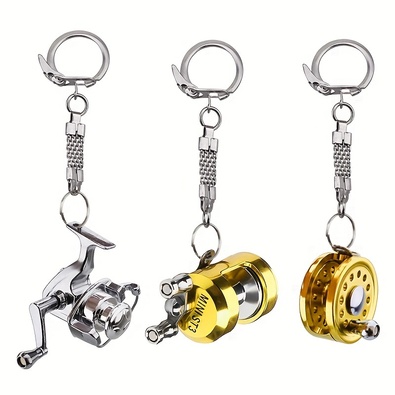 Delicate Cool Fishing Reel Miniature Pendant Keyring Key Ring Key