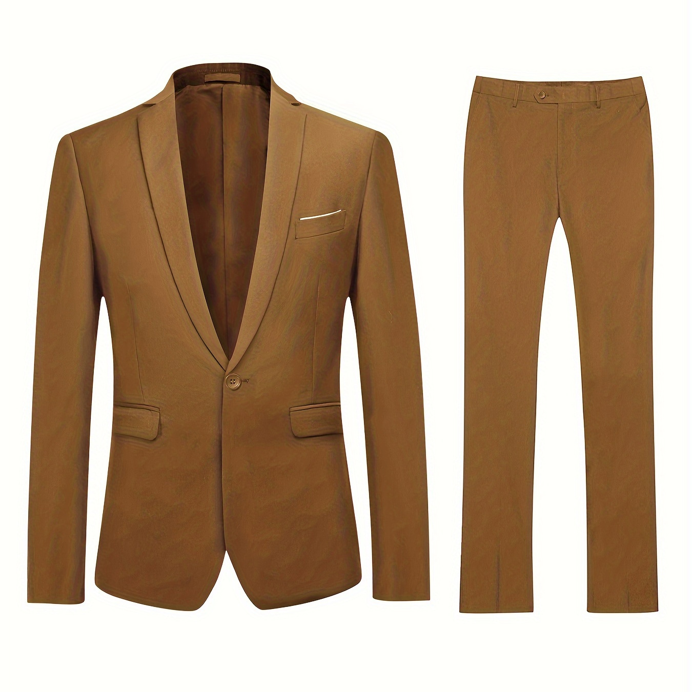 

Formal 2 Pieces Set, Men's 1 Button Suit Jacket & Dress Pants Suit Set For Business Dinner Wedding Party