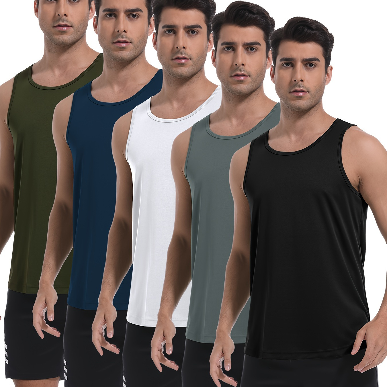 

5 Pack Men's Workout Tank Tops Sleeveless Mesh Muscle Gym Shirt Quick Dry