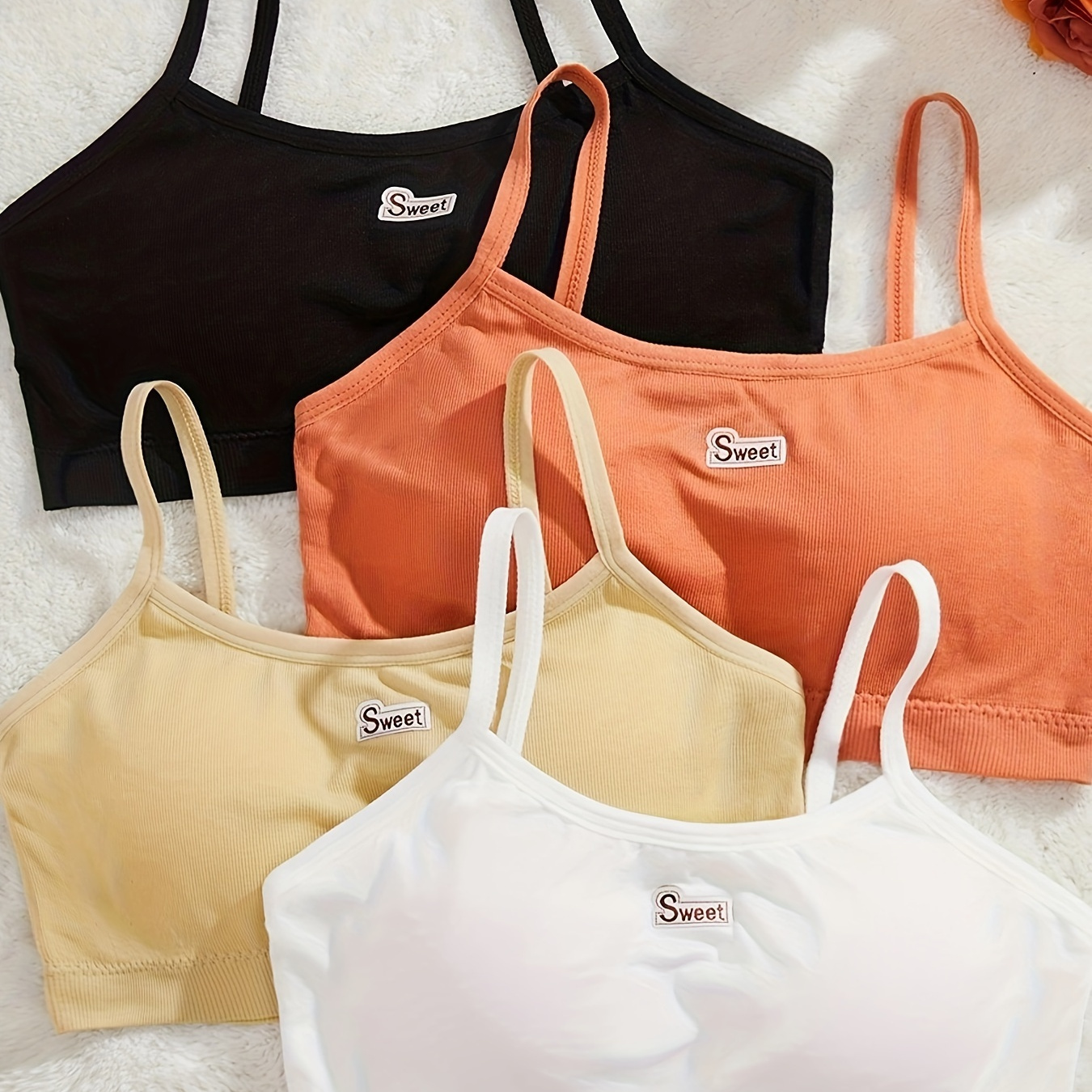 

4pcs Simple Solid Color Bra, Comfortable & Breathable Bra, Women's Lingerie & Underwear