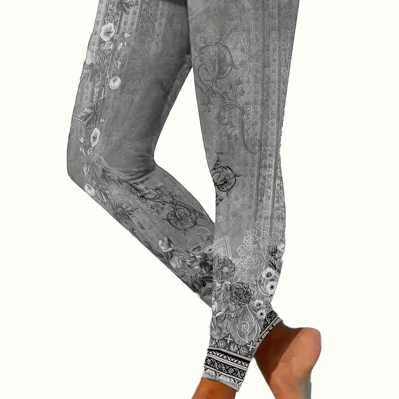 

Floral Print High Waist Leggings, Casual Skinny Stretchy Tights Leggings For , Women's Clothing