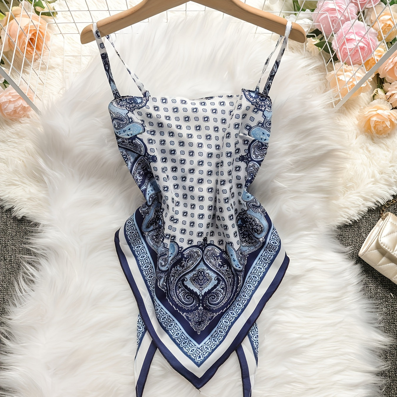 TEMU Fashionable Printed Camisole With A Sexy Open Back And Design For Women