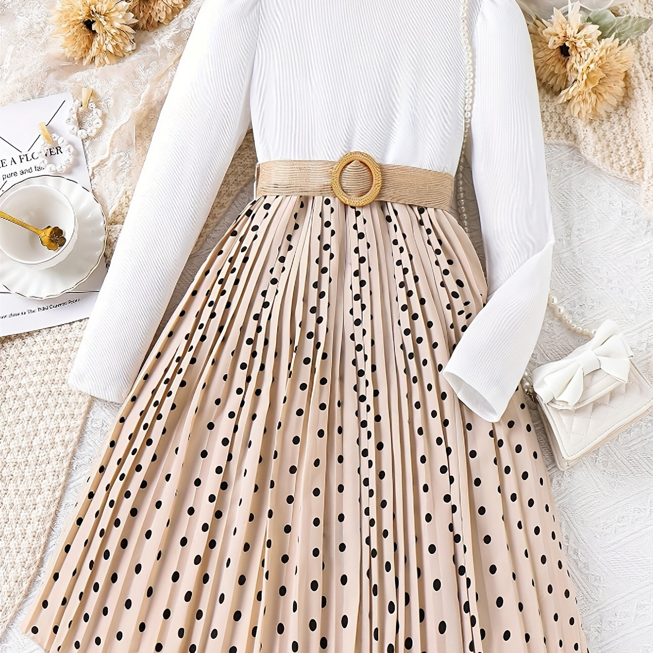 

Elegant Chic Leopard Splicing Long-sleeve Dress For Girls, Sweet Comfy A-line Dresses For , Party, Gift