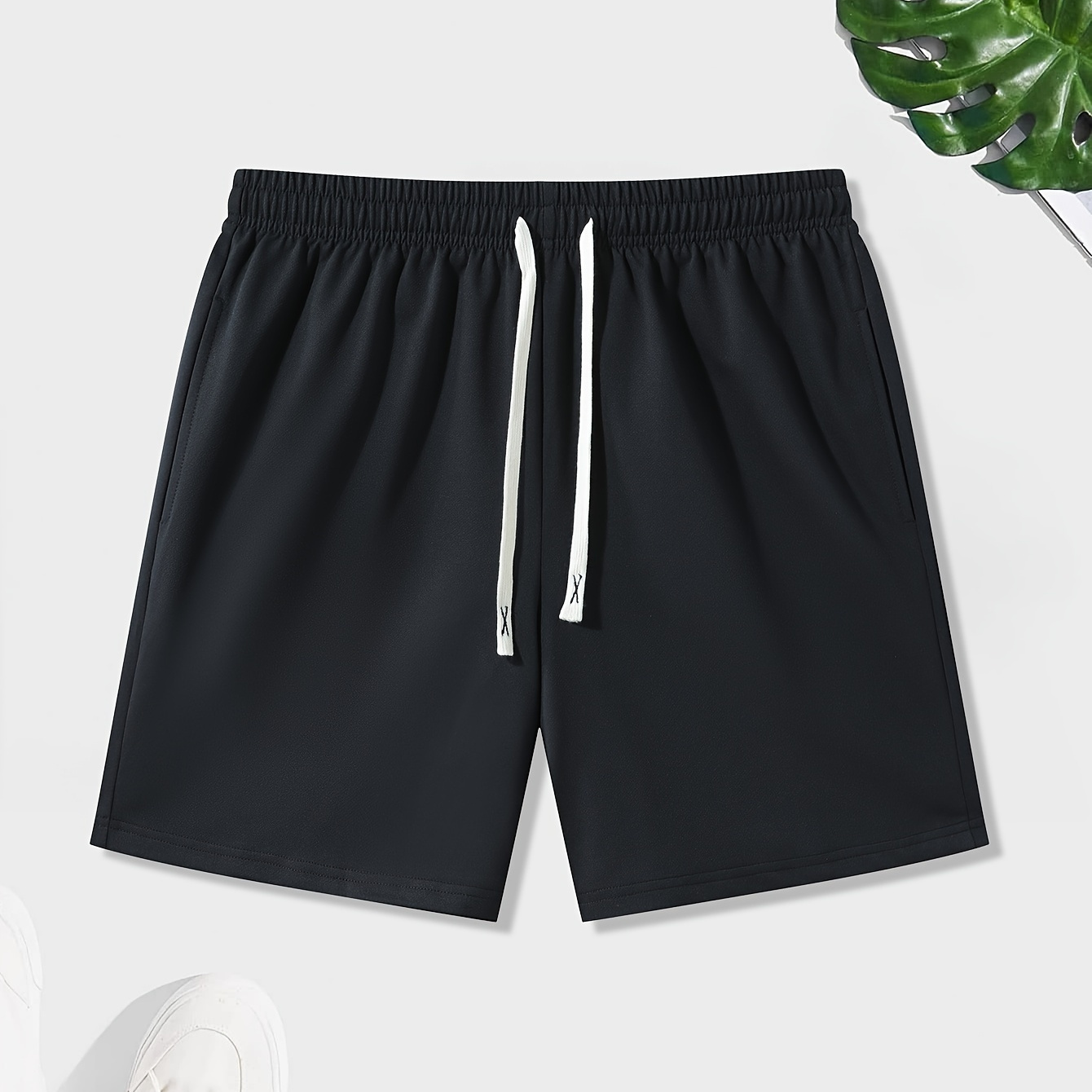 

Men's Casual Simple Solid Color Active Shorts, Chic Drawstring Sports Shorts For Summer