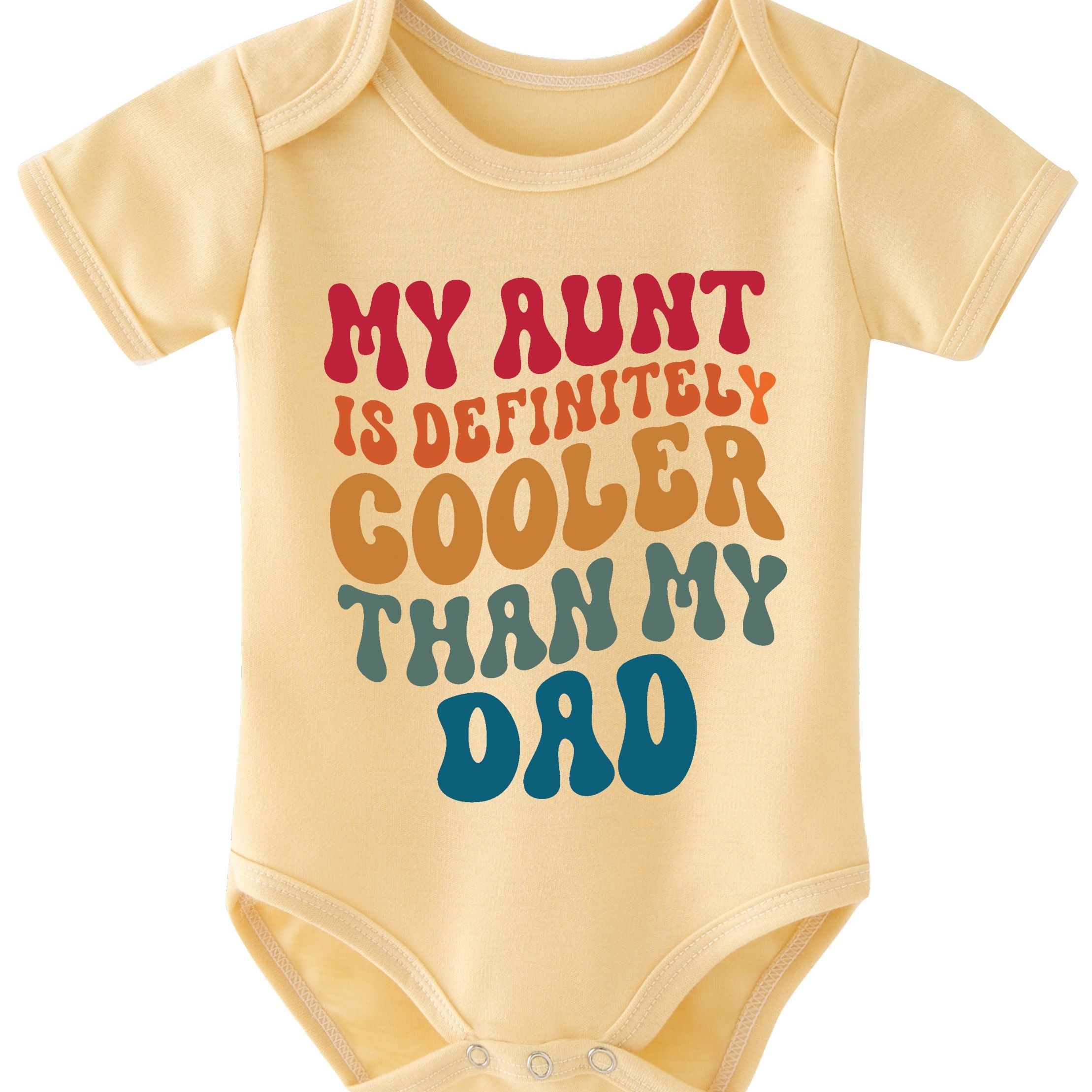 

Infant's "my Aunt Is Definitely Cooler Than My Dad" Print Bodysuit, Comfy Short Sleeve Onesie, Baby Boy's Clothing, As Gift