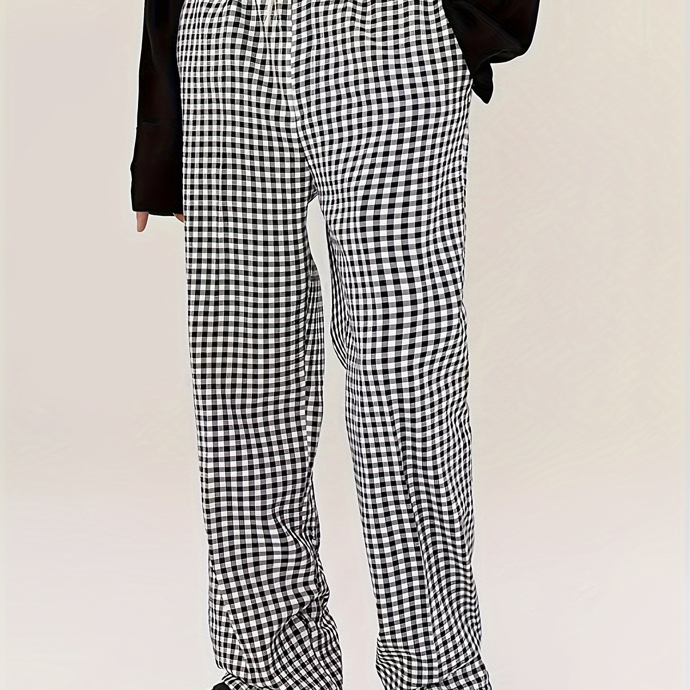 

Men's Casual Retro Plaid Trousers, Chic Drawstring Casual Pants