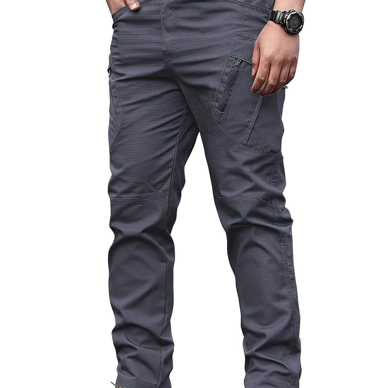 

Multi Pocket Men's Tactical Pants, Loose Casual Outdoor Military Pants Without Belt, Mens Cargo Pants For Hiking