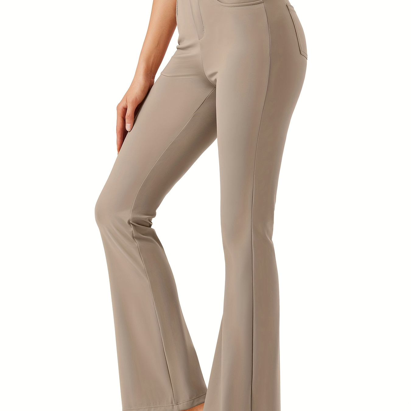 TEMU Women's Work Yoga Dress Pants Flare Leg Slacks With 4 Pockets High Waist Tummy Control Soft Comfy Fabric Causal