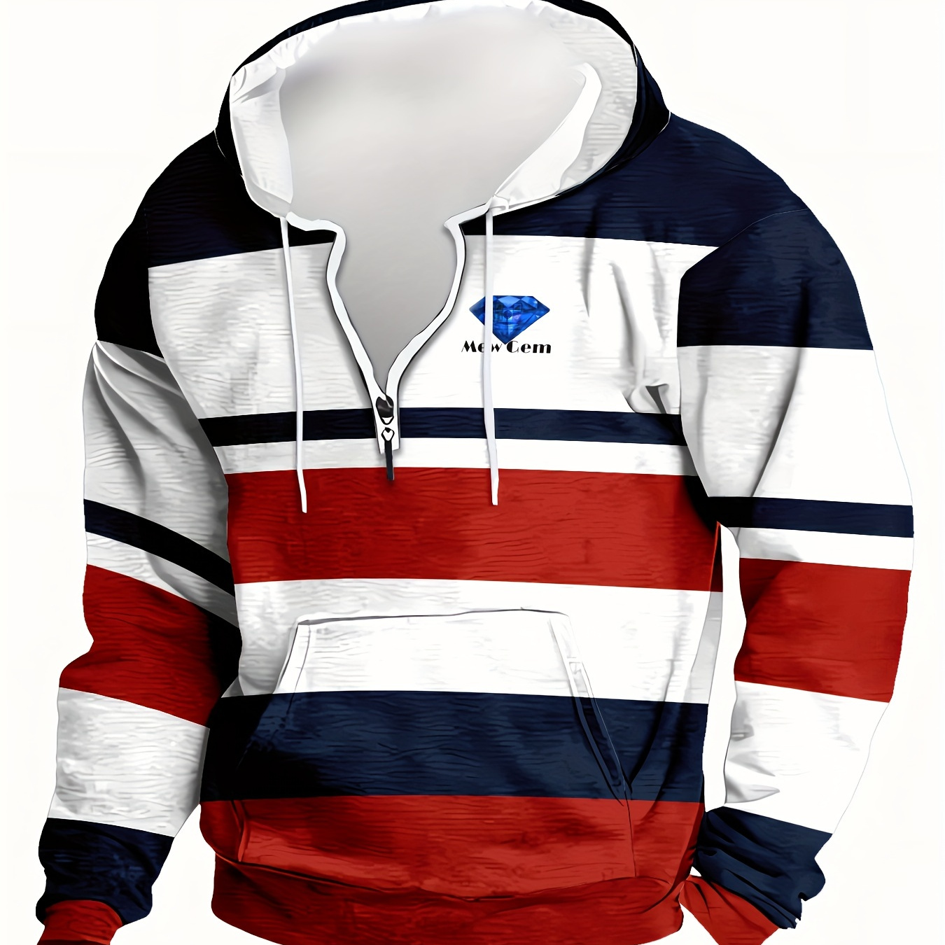 

Men's Casual Striped Hoodie - Long Sleeve, Polyester , Machine Washable - Spring & Fall