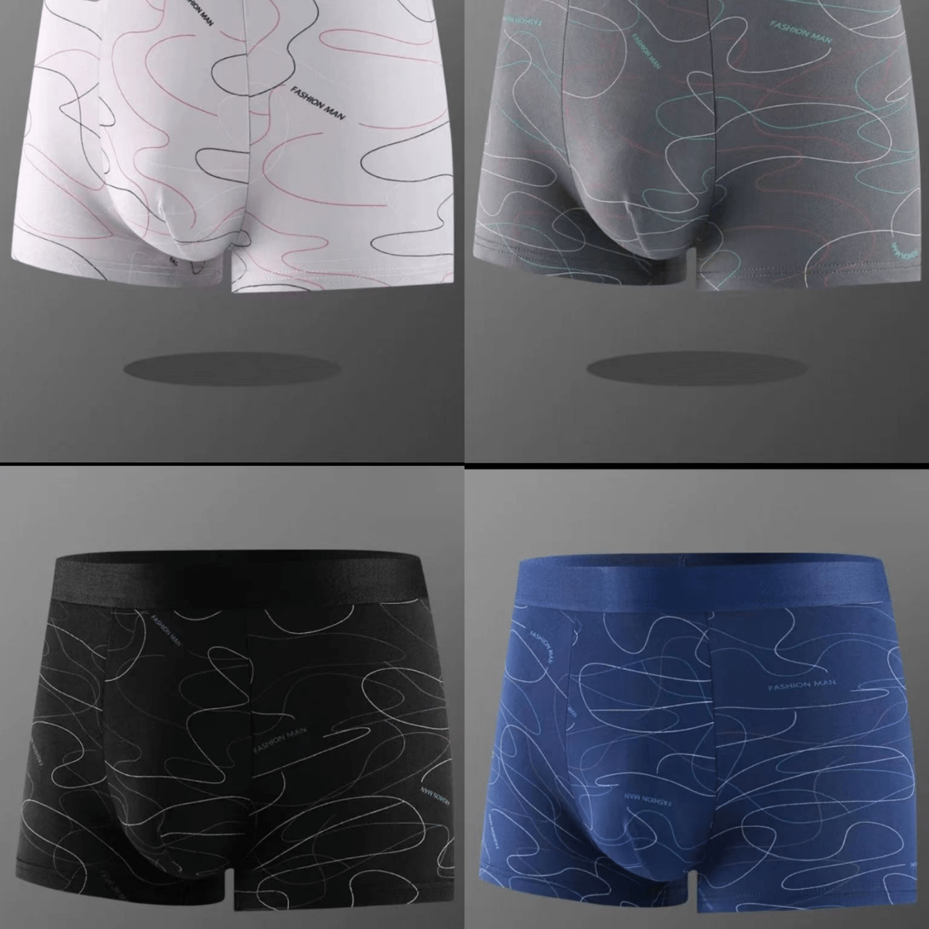 

4pcs Men's Comfortable Breathable Stretchy Graphic Boxer Briefs, Men's Underwear