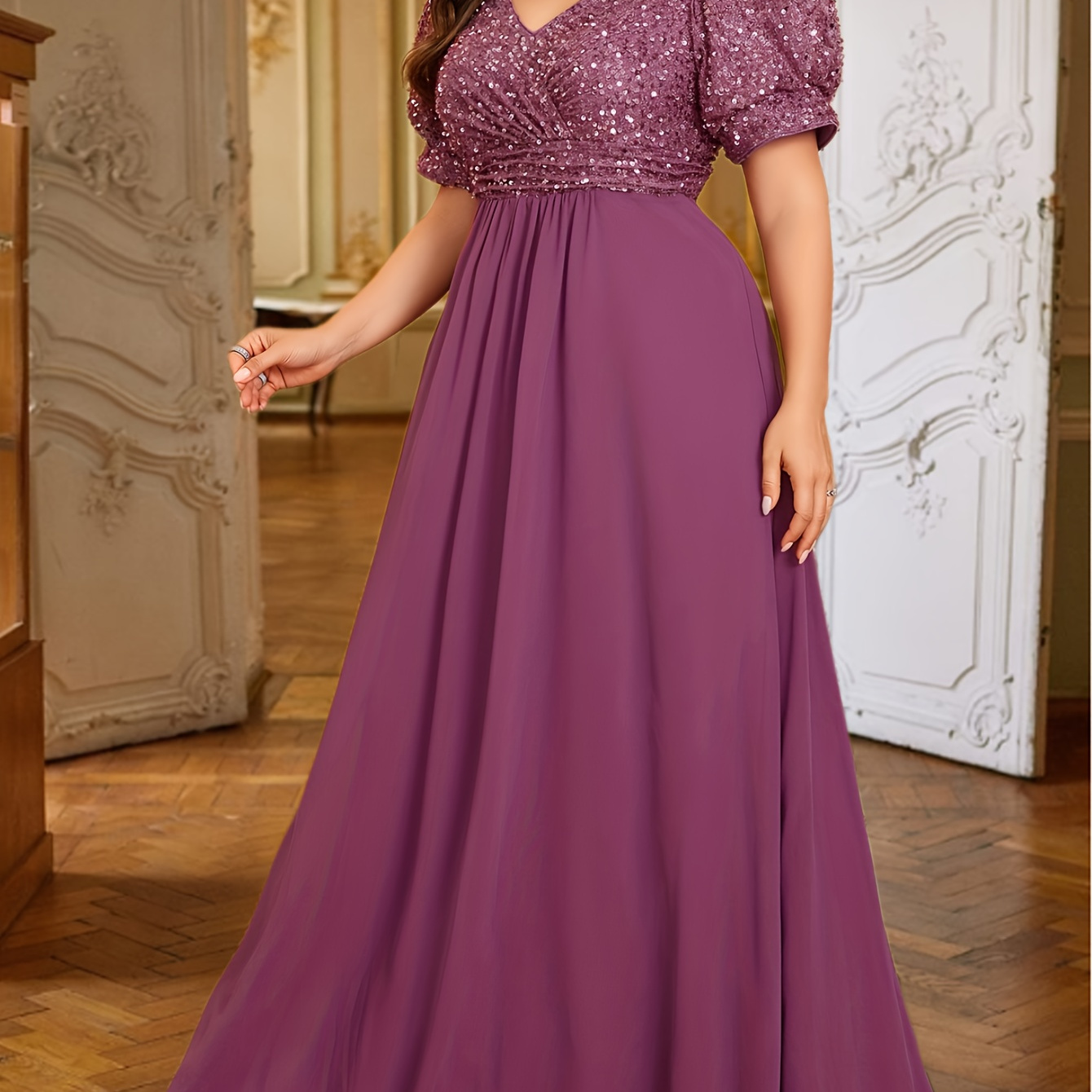 Vestidos Tallas Extras Vestidos Extra Largos Wedding Dresses Lace Purple  Plus Size Dresses With Sleeves A-