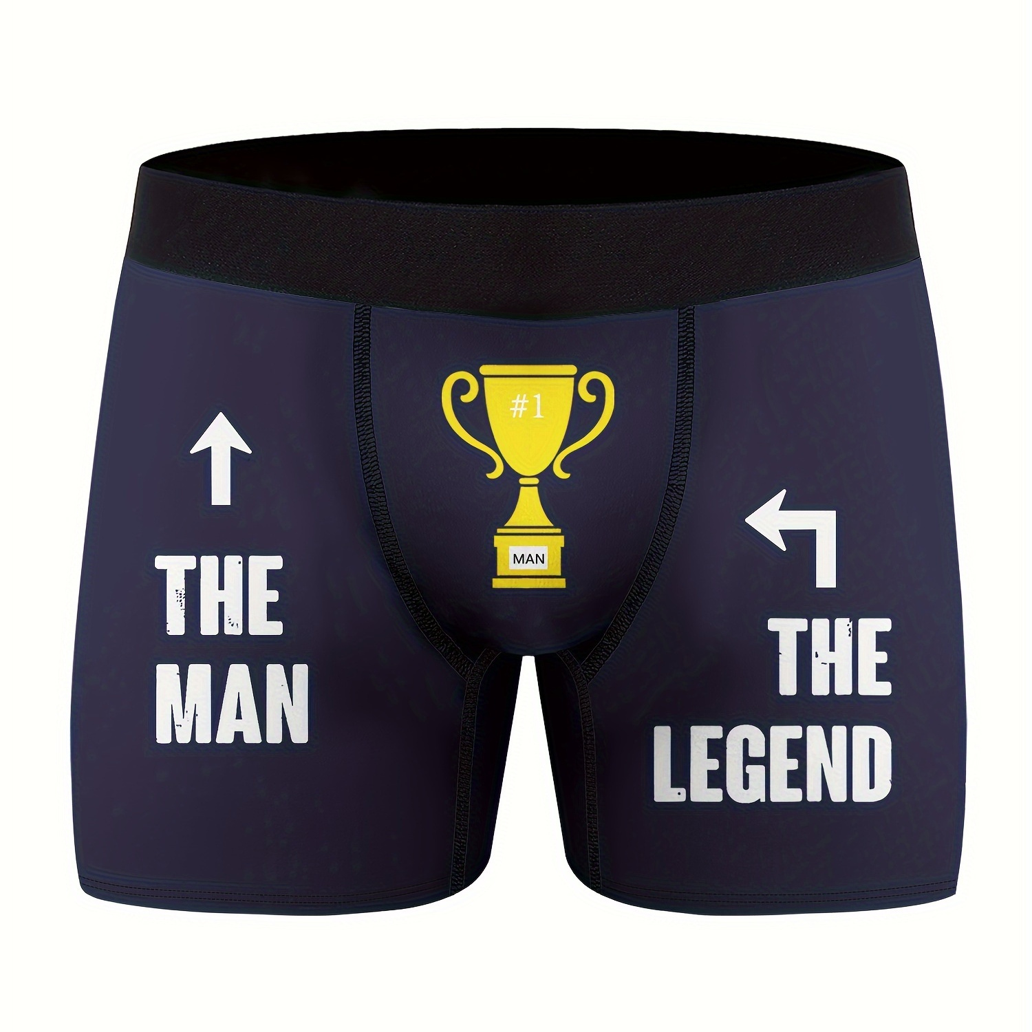 

Stylish Saying 'the Man The Legend' Digital Print Men's Fashion Novelty Underwear, Breathable Comfy High Stretch Boxer Briefs Shorts