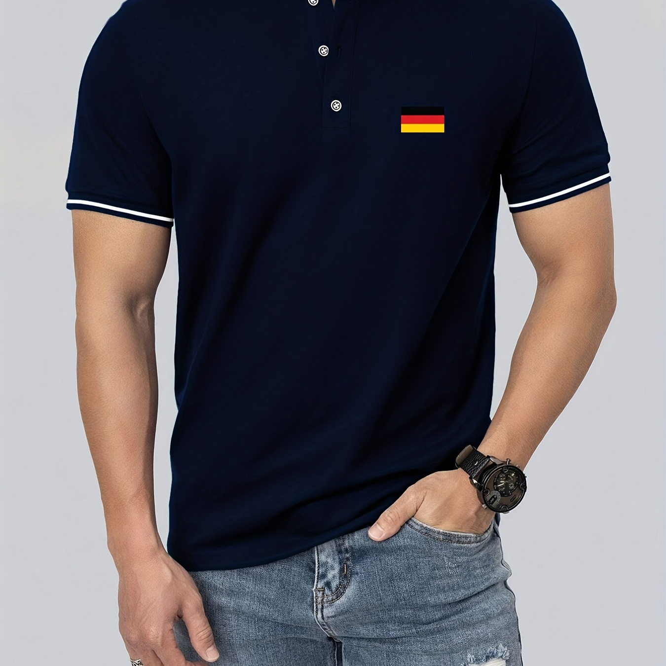 

Germany Flag Print Men's Mature Short Sleeve Polo Shirt, Casual Comfy Male Shirt For Summer Outdoor