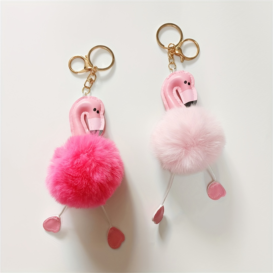 Flamingo pom clearance pom keychain