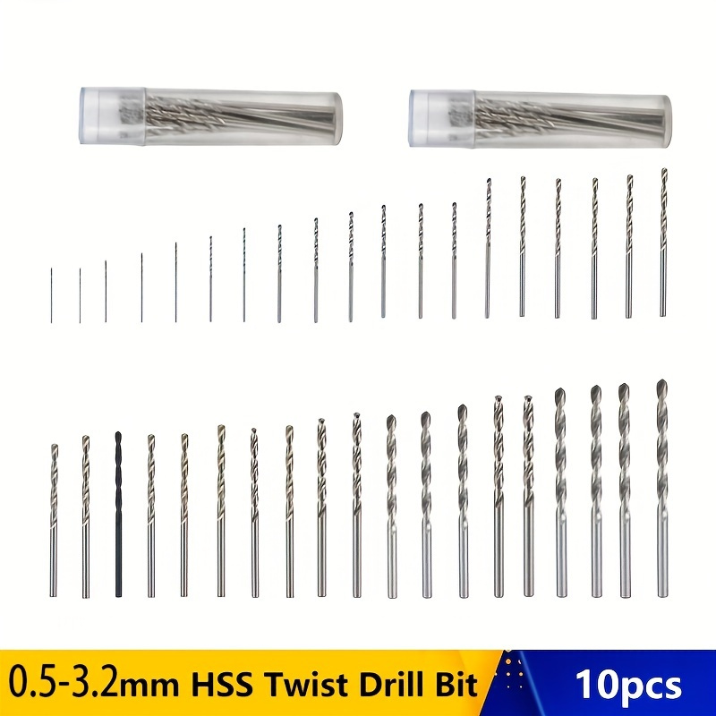 

10pcs 0.5-3.0mm High Speed Steel Drill Bit Set - Perfect For Rotary Tool, Straight Handle Mini Drill & Hand Tools