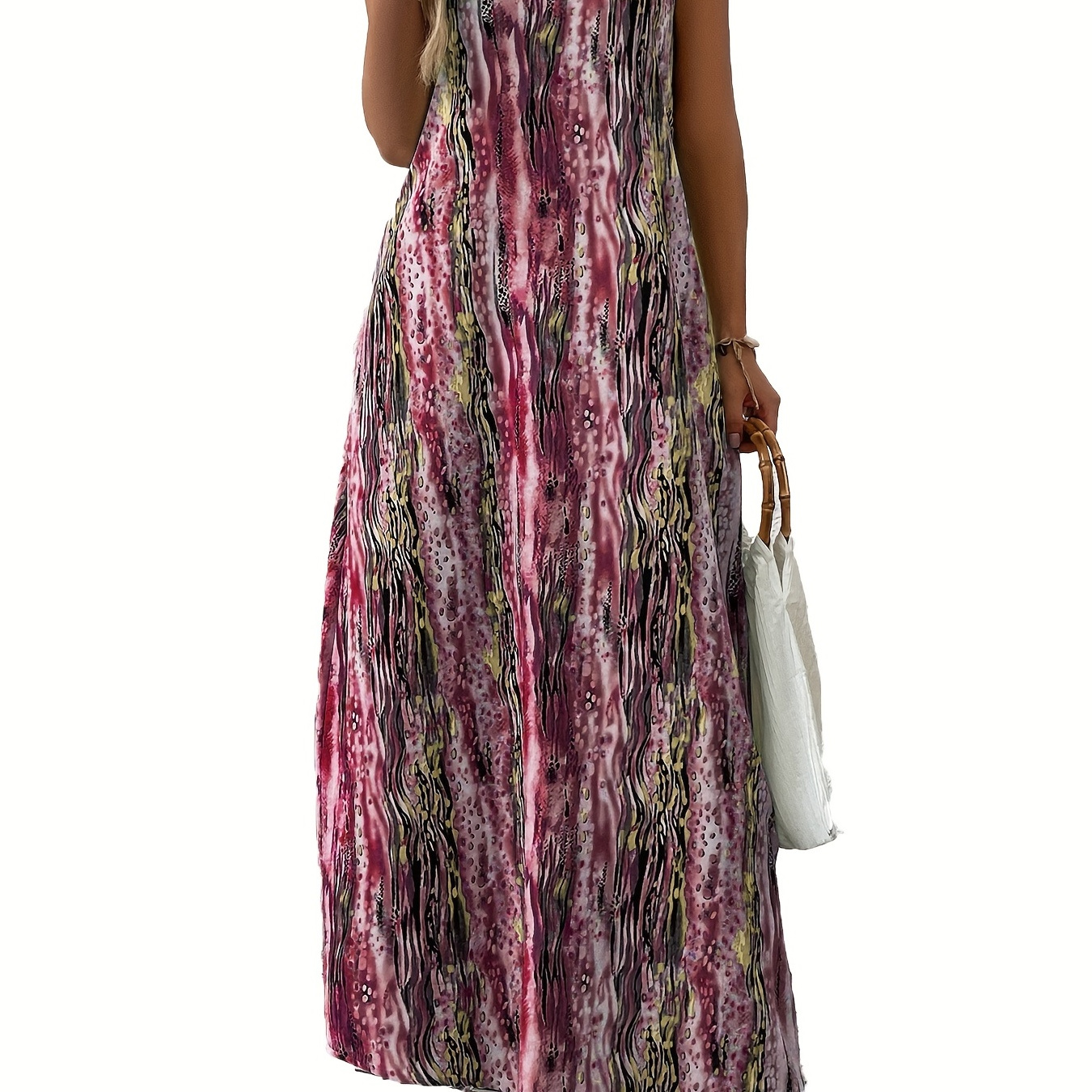 Sleeveless Maxi Dress Side Slit Casual Dress For Summer - Temu