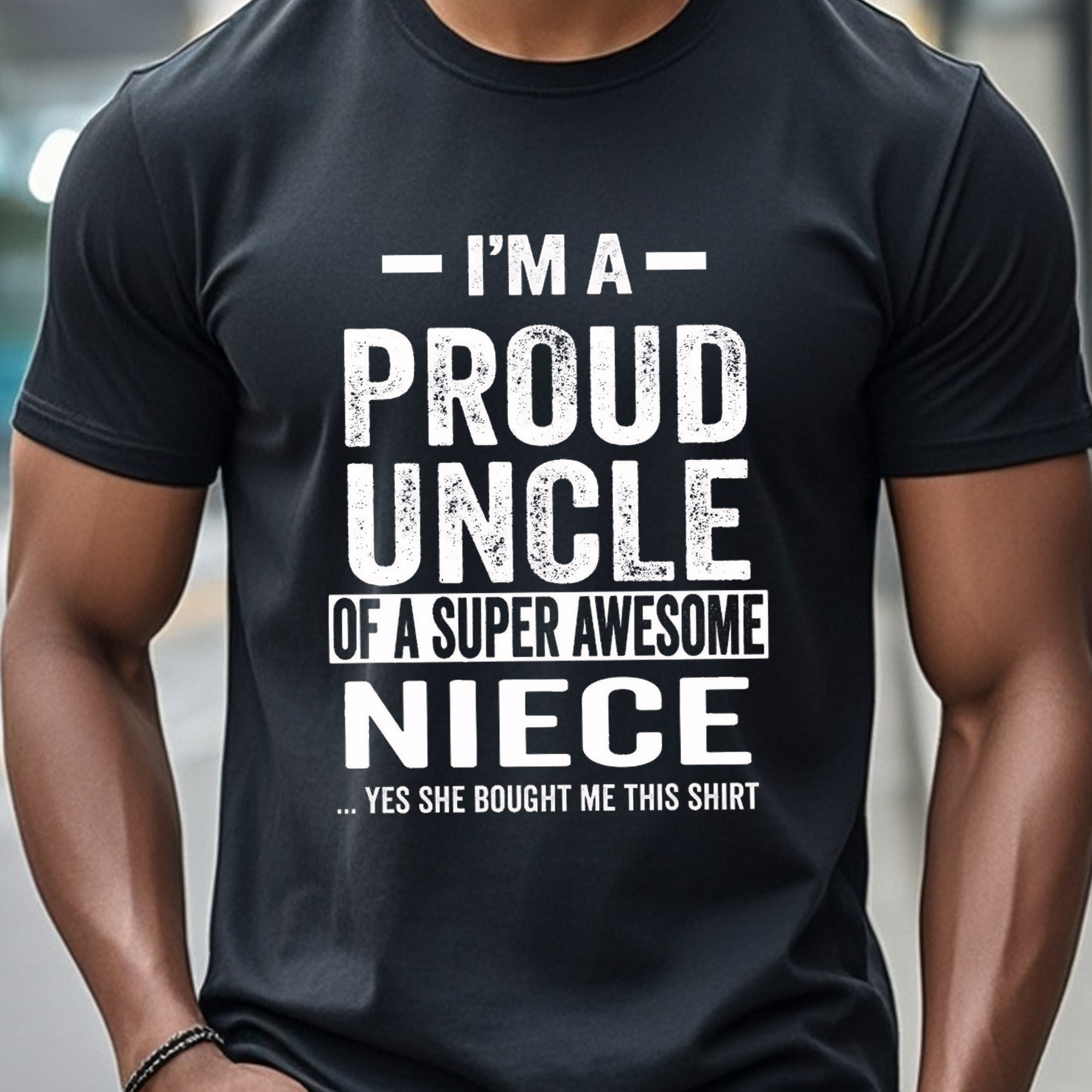 

Proud Uncle Shirt Uncle Cotton T-shirts For Men Black T-shirts Crew Neck Casual T-shirt Soft 100% Cotton Funny Men's T-shirts Gym-friendly Running Hiking Casual Summer Uncle Shirts