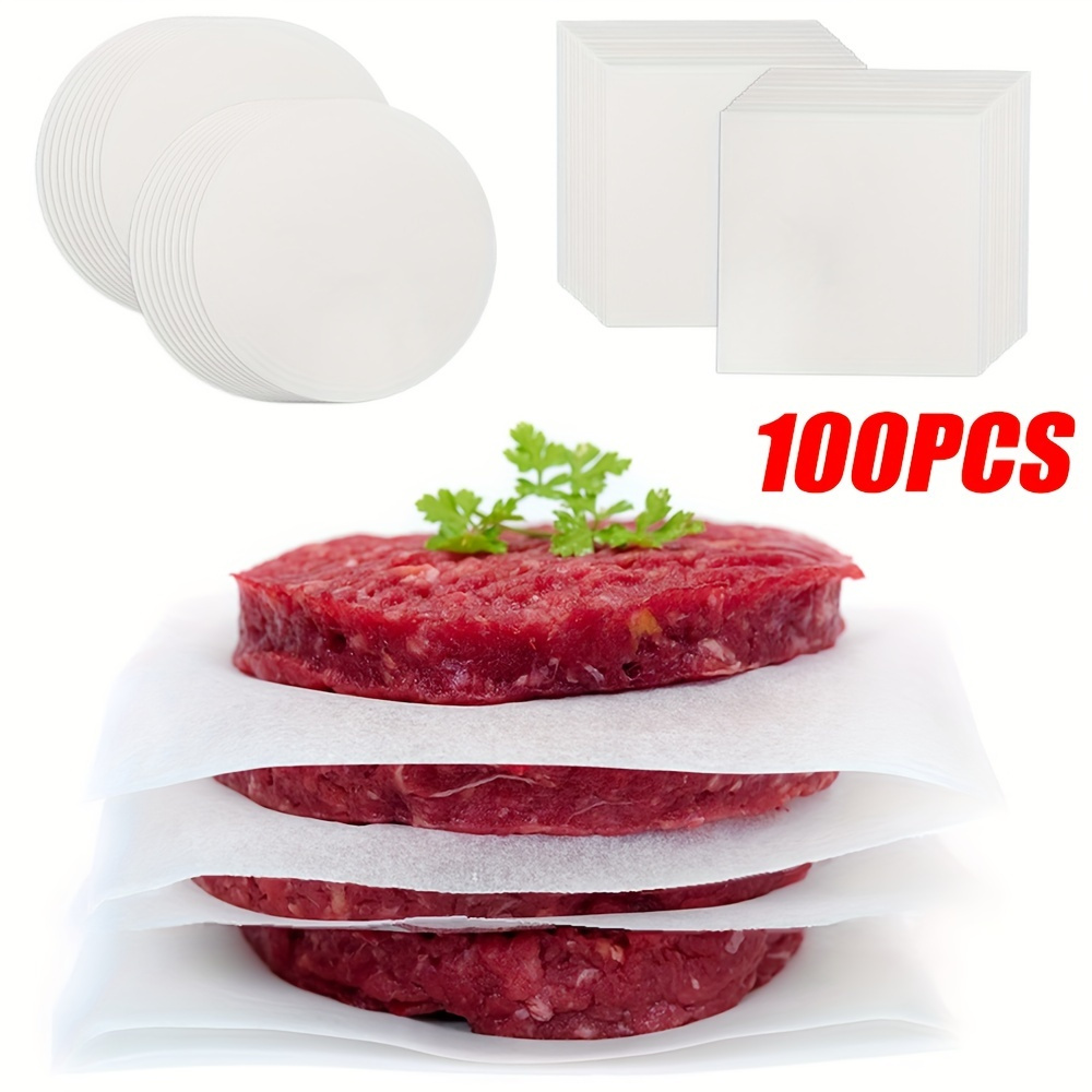 Hands DIY 100 Pieces Hamburger Patty Paper Waxed Butcher Paper Sheet  Non-stick Parchment Paper Round Wax Paper for Patty Storing, Freezing