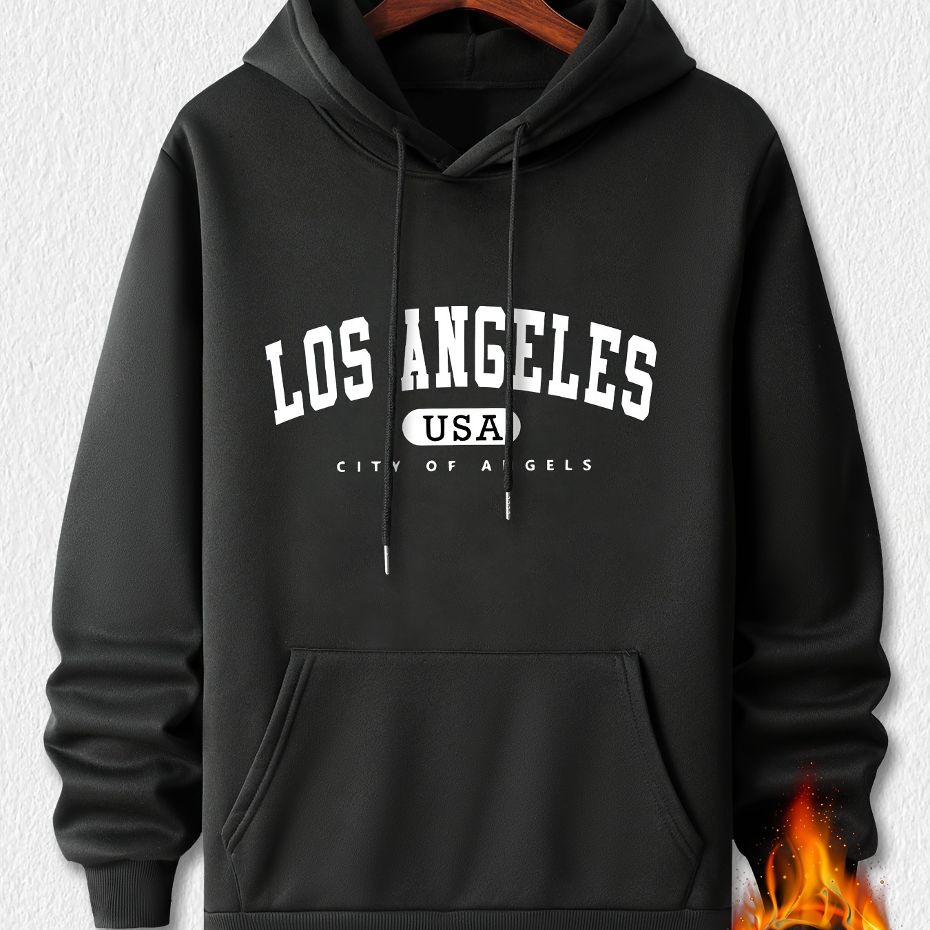 

Los Angeles Print Hoodie, Cool Hoodies For Men, Men's Casual Graphic Design Pullover Hooded Sweatshirt With Kangaroo Pocket Streetwear For Winter Fall, As Gifts