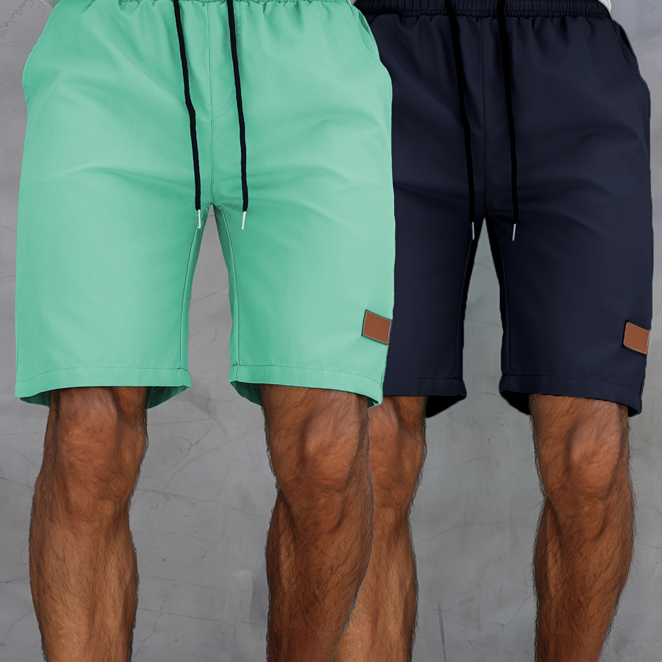 

2pcs Shorts pour Hommes de Couleur Unie avec Cordon de Serrage, Shorts de Sport Confortables et Respirants pour l'Été en