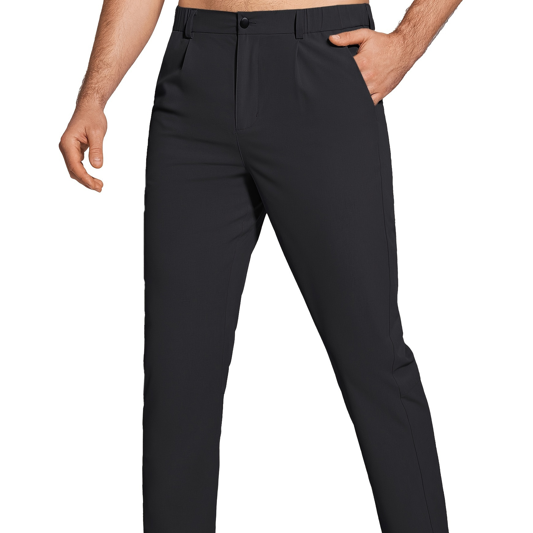 

Men's Golf Dress Pants, Lightweight Straight Fit Stretch Casual Pants, Quick Dry Breathable With Zipper Pockets