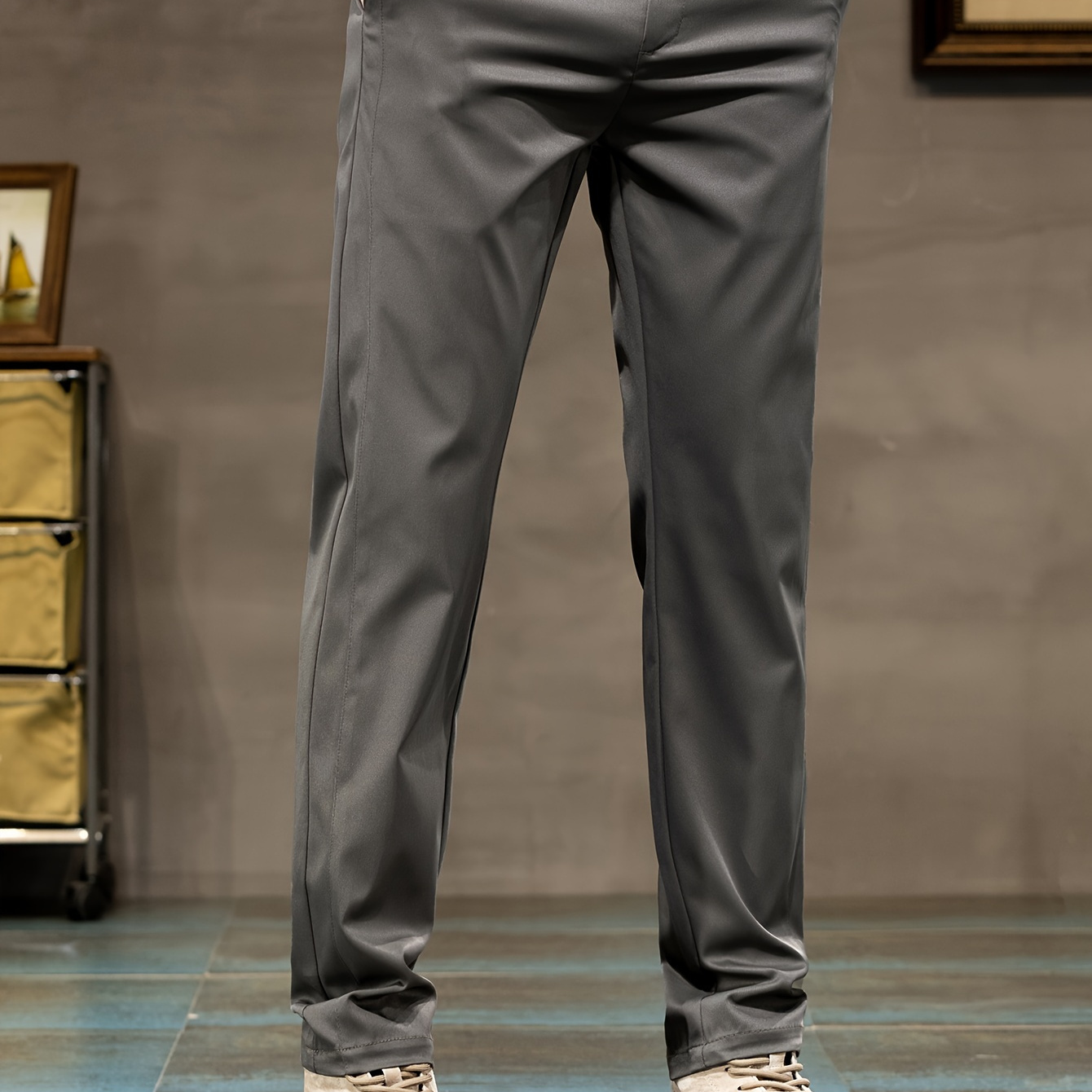 

Solid Casual Men's Slim Fit Long Pants With Pockets For Fall