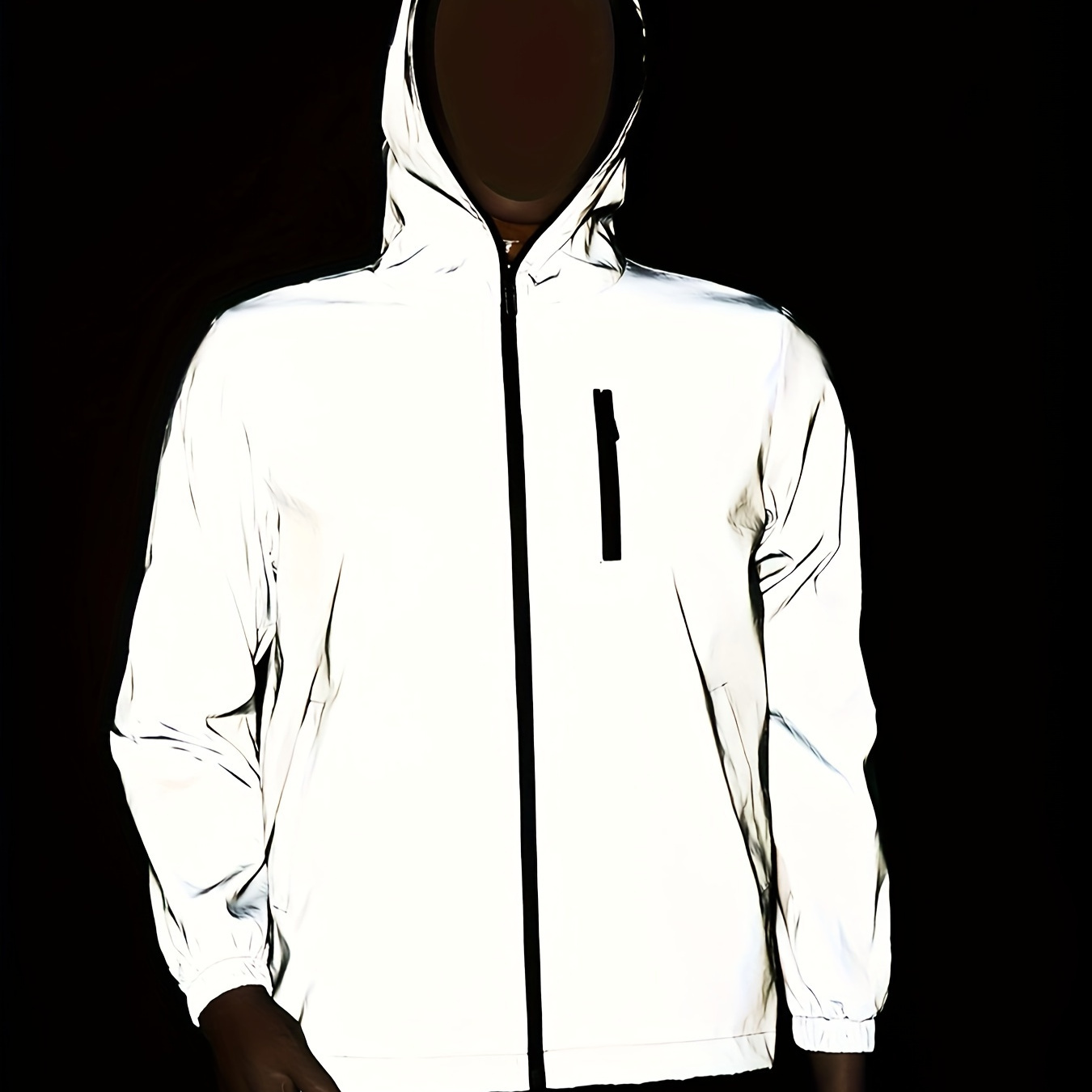 

Reflective Hooded Windbreaker Jacket For Men, Casual Design Lightweight Sports Jacket For Spring And Autumn Nighttime Running Wear And Outdoors Activities