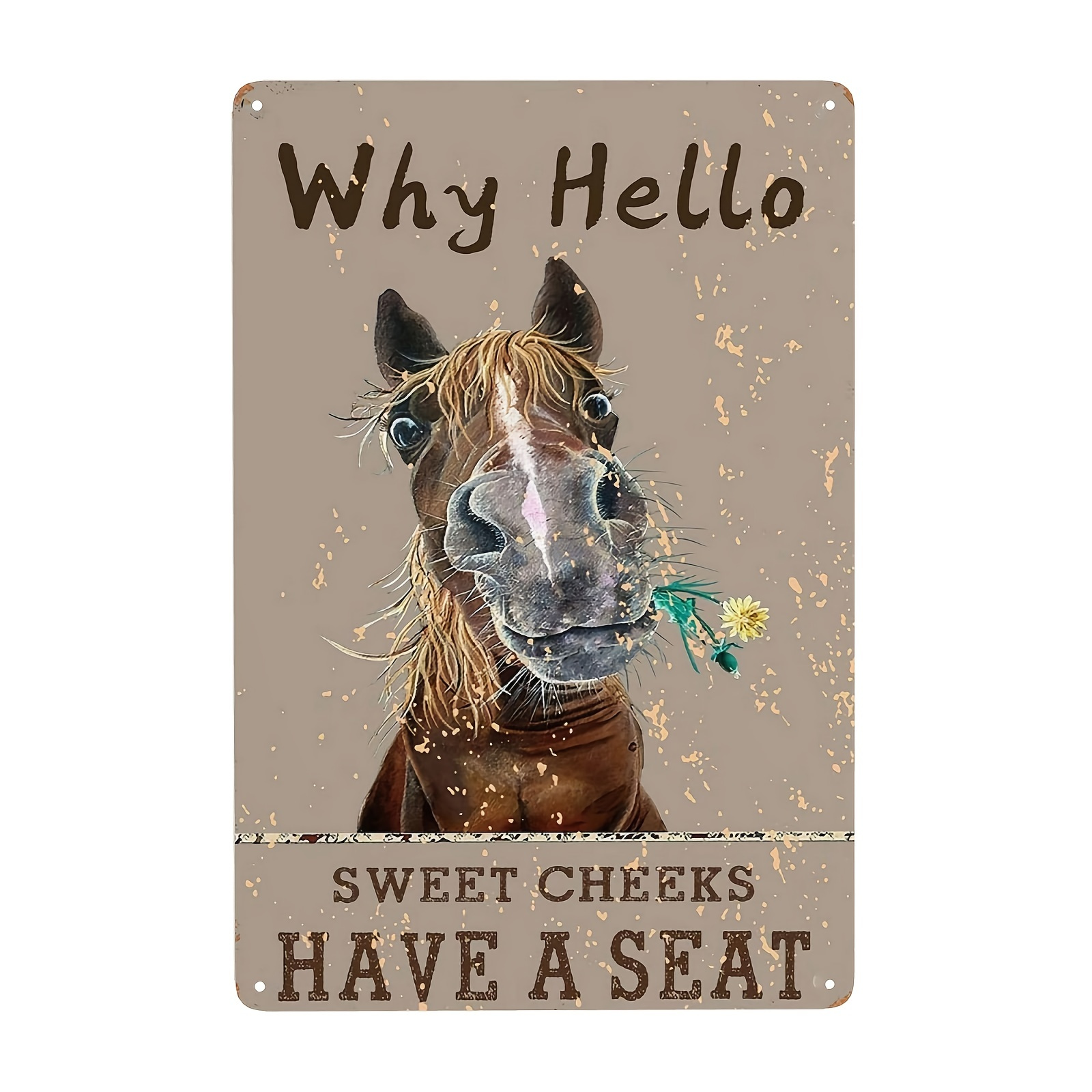 1pc Muatoo Swee Cheeks Horse Wall Decor Why Hello Have A Seat Metal 