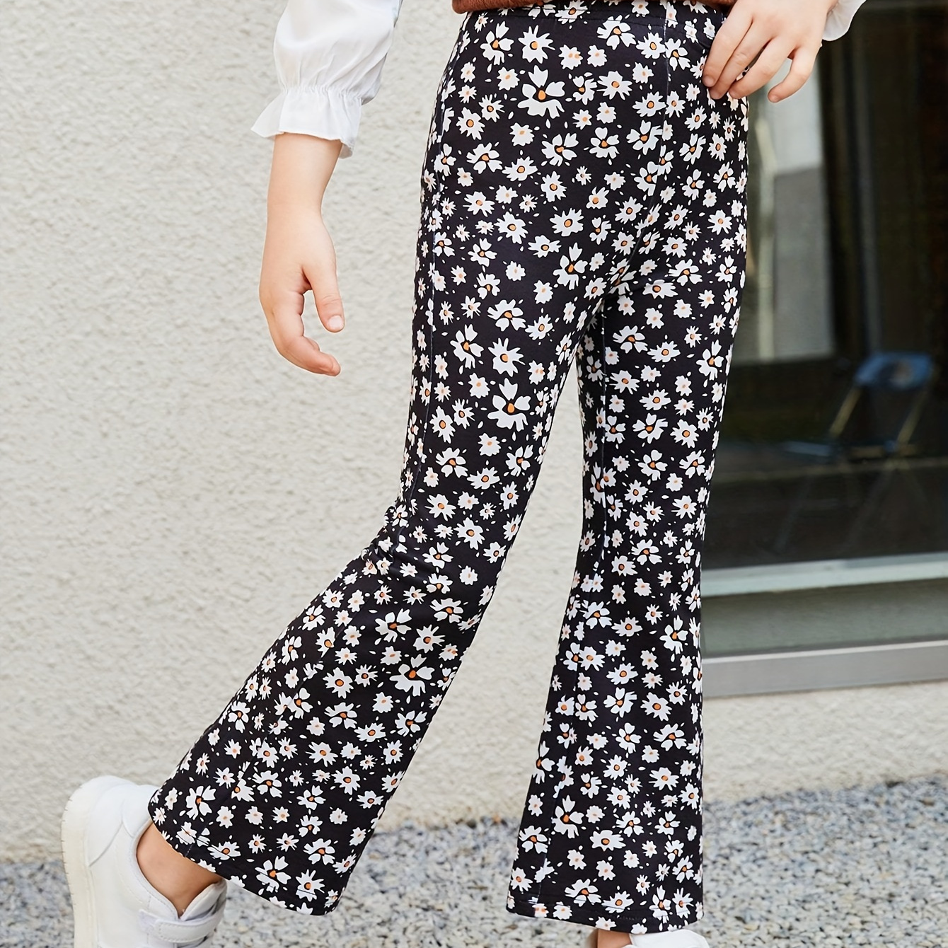 

Girls Casual Sweet Floral Pants, Trendy Pants For Outdoor Gift