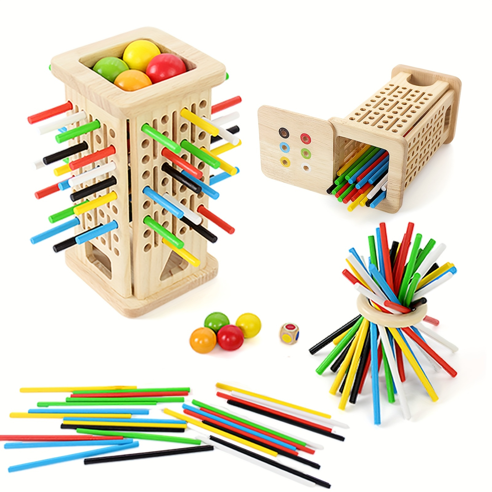 3 Modos de Juego: Juego de Torre Apilable, Juego de Palitos de Madera, Juguete de Rompe...