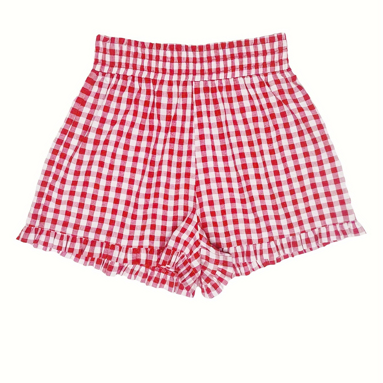 

Short simple à motif écossais, short décontracté taille haute pour le printemps et l'été, vêtements pour femmes